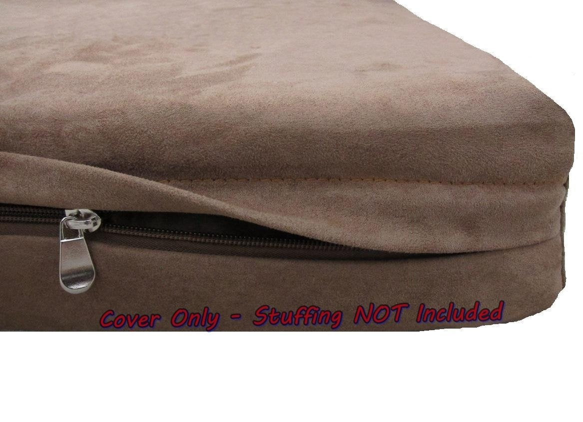 Dogbed4less DIY Pet Bed Pillow Brown Microsuede Duvet Cover and Waterproof Internal case for Dog and Cat at 37X27X4 Inch - Cover