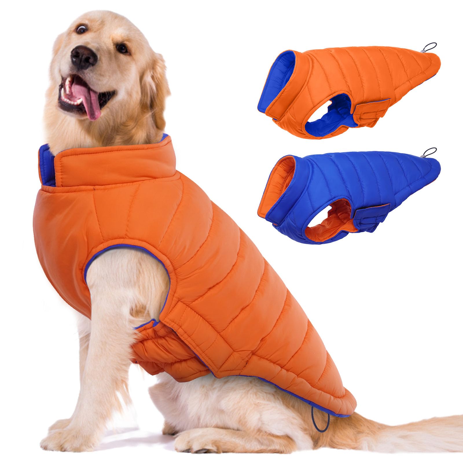 Lelepet Reversible Dog Puffer Jacket Warm Dog Coat - Ultra Lightweight Windproof Padded Vest For Small Medium Large Dogs Winter 