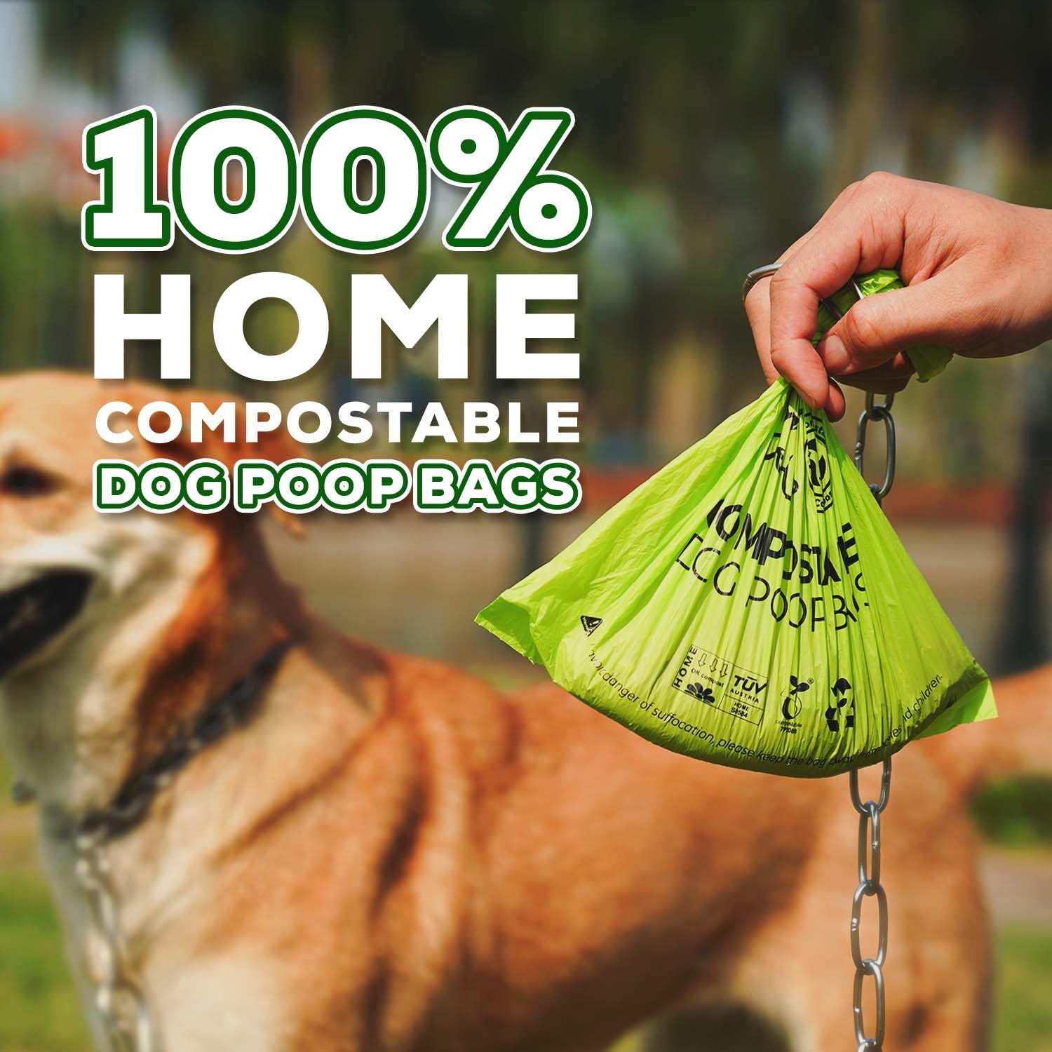 ANECO 100% Certified Home Compostable Dog Poop Bags (135 Count/9 Rolls), Large Poop Bags for Dogs & Cats, Extra Strong & Leak-pr