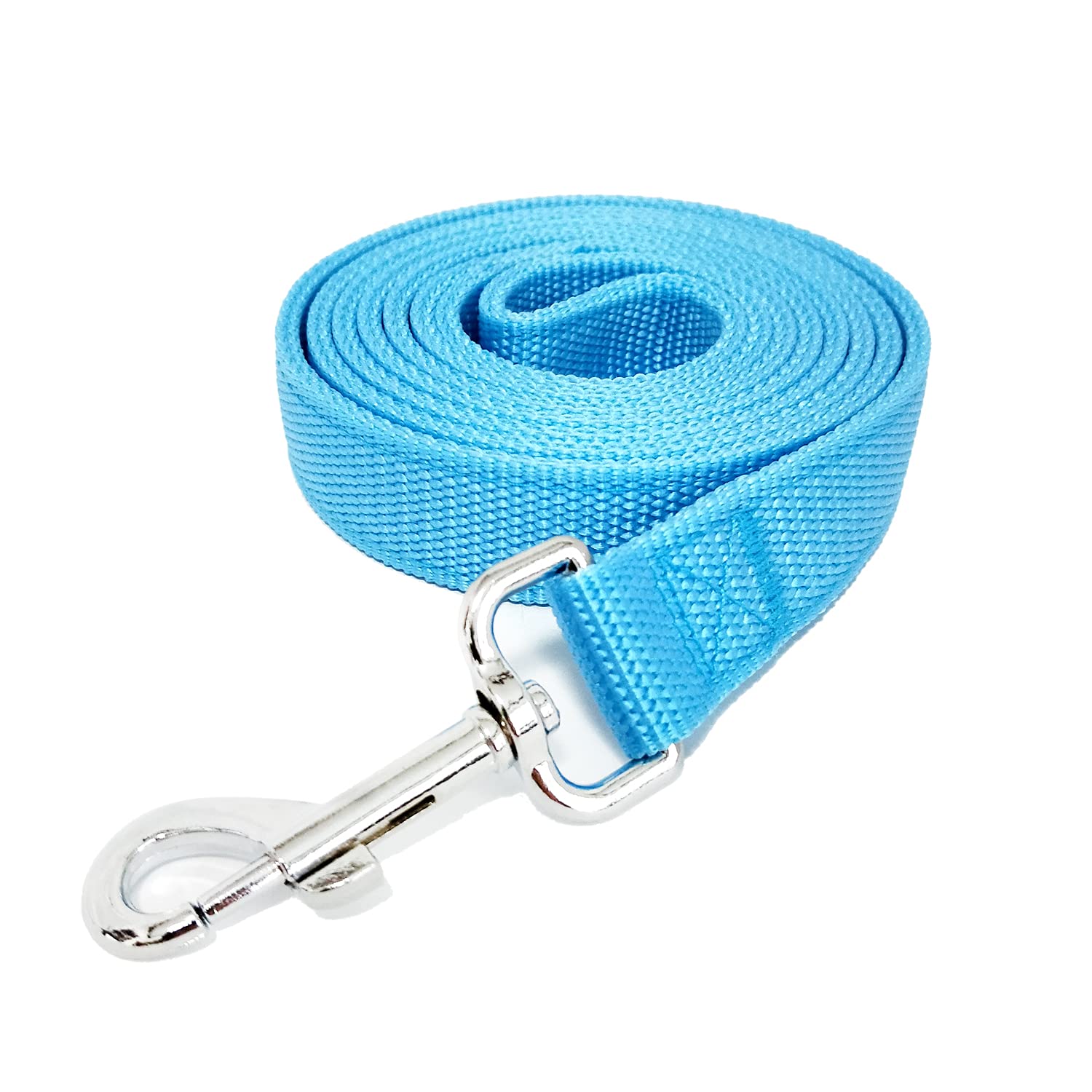 Strong Nylon Dog Leash With 2-Layer, 4 Ft/ 6 Ft/ 7Ft Long, 1 Inch Wide For Medium Large Dogs (Sky Blue, 1'' X 2 Ft)