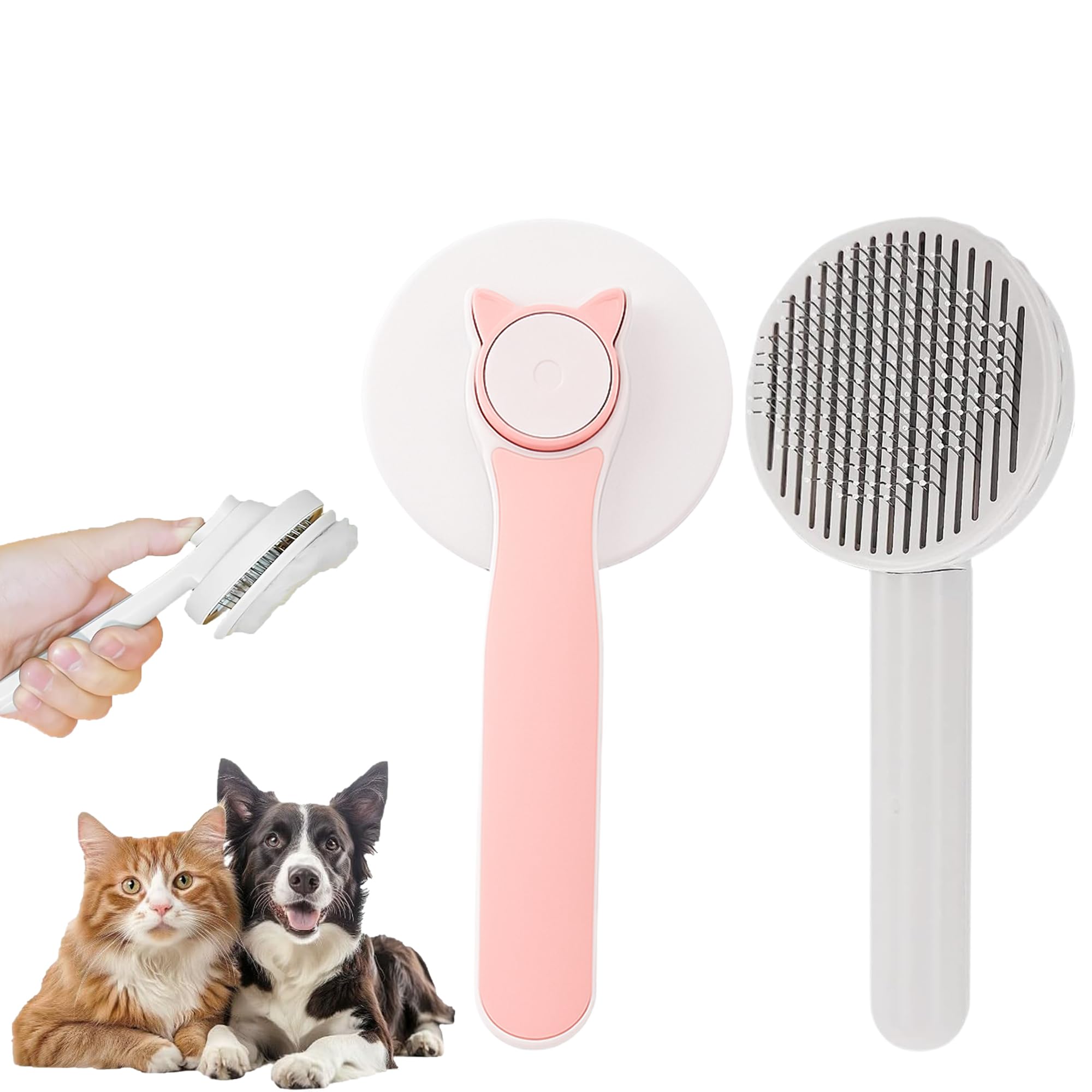Luxury Paws SelfCleaning Slicker Brush For Dogs & Cats | Pet Grooming Brush To Remove Loose Hair, Mats & Undercoat | Easy Clean