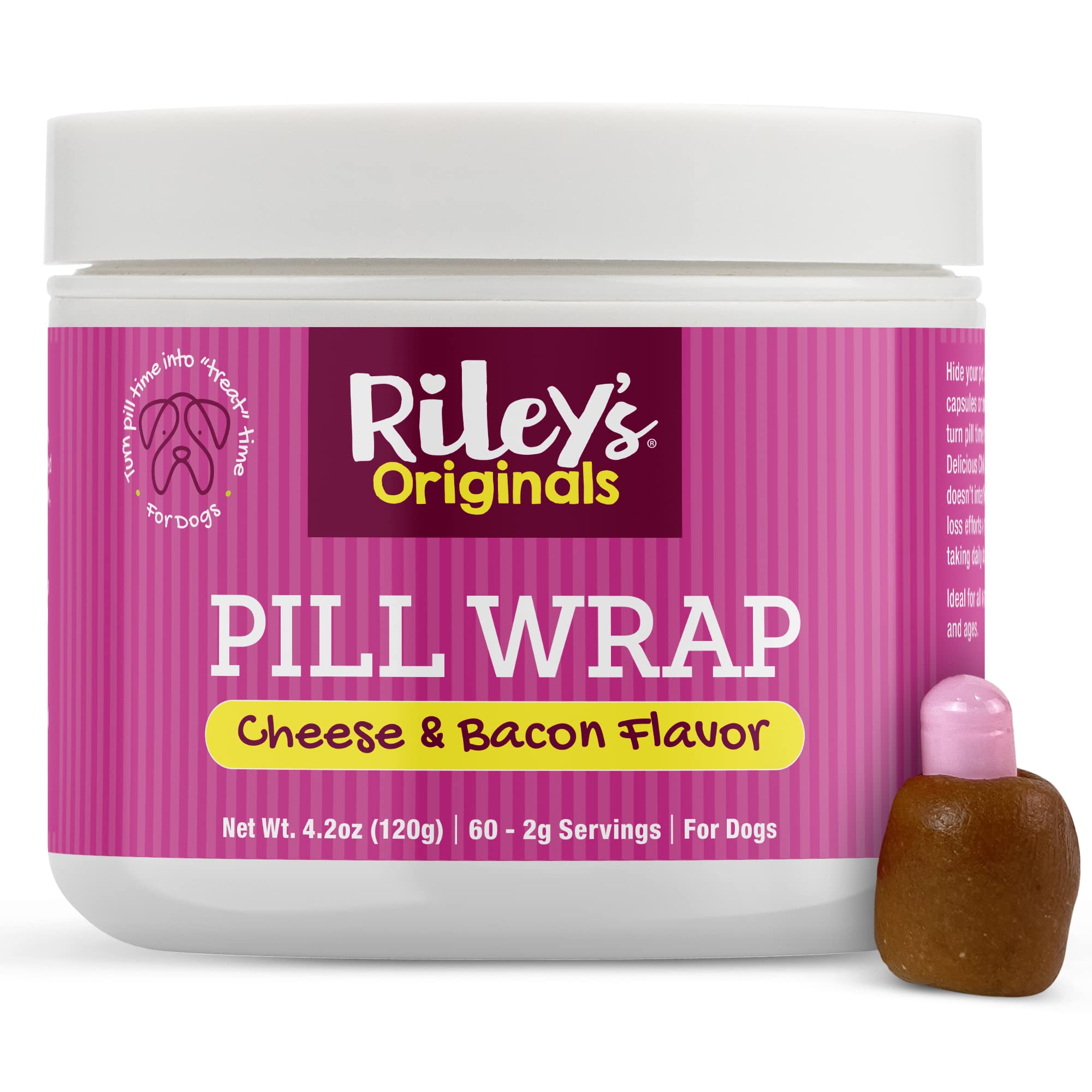 Rileys Pill Wrap for Dogs - Delicious Cheese & Bacon Flavored Pill Paste for Dogs - Wrap Pills, Capsules, Tablets in a Pocket o