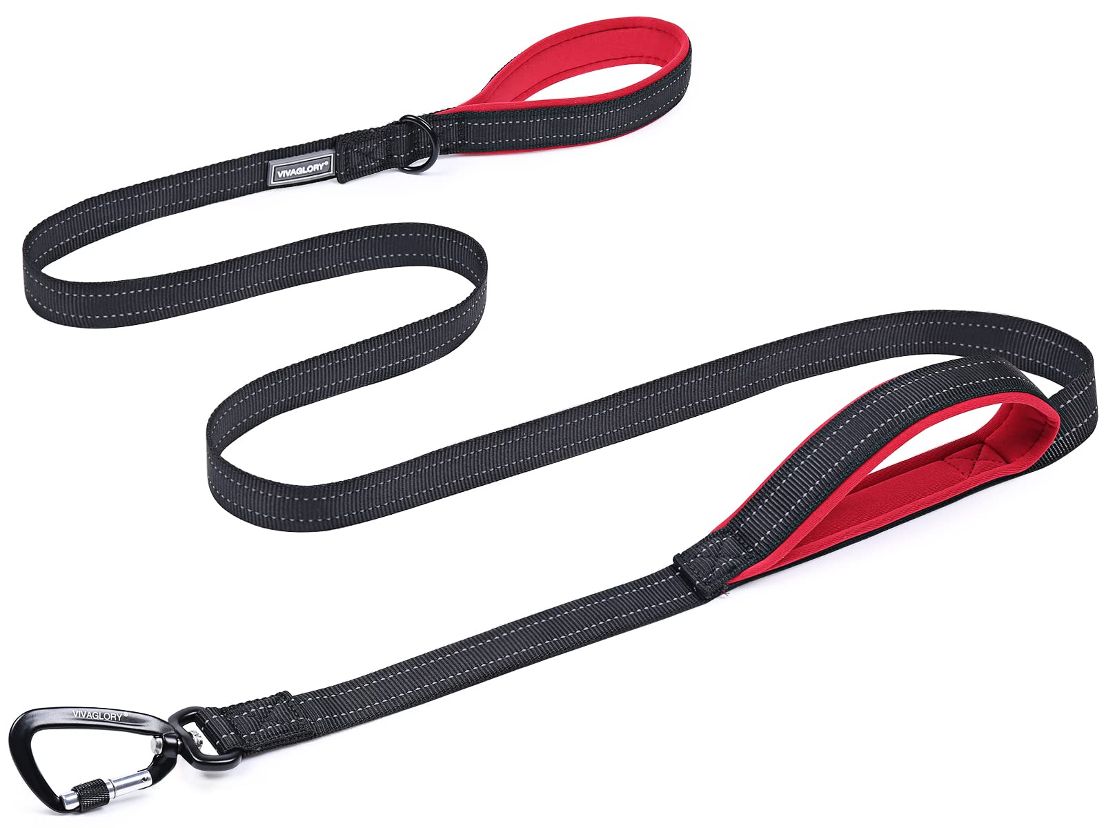Vivaglory Dog Leash With Lightweight Aluminum Clasp & 2 Padded Handles, 5Ft Nylon Dog Leash Lead Heavy Duty Safety No Pull Climb
