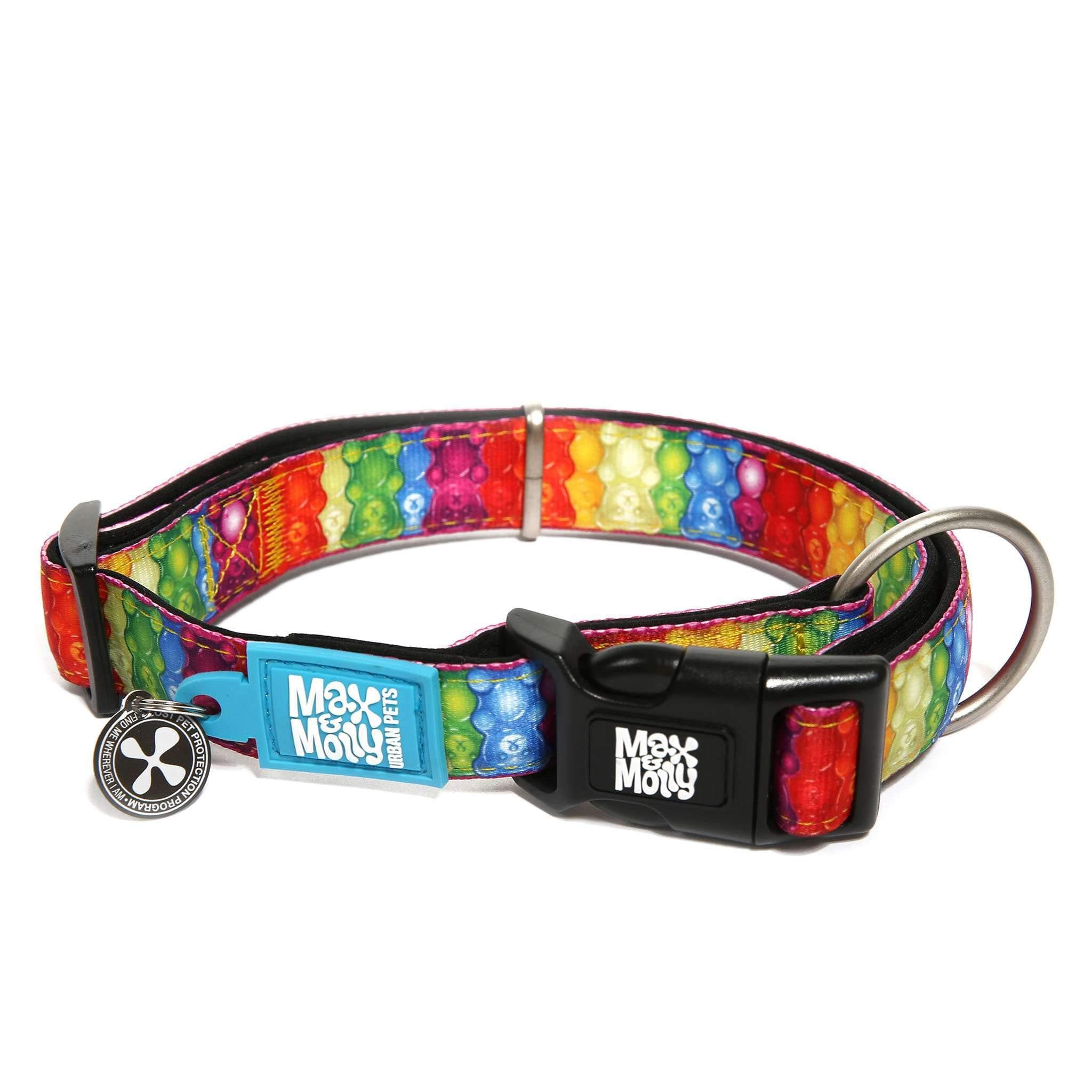 Max & Molly Ultra Comfortable Padded Neoprene Sport Dog Collar with Smart ID Tag, Jelly Bears XS