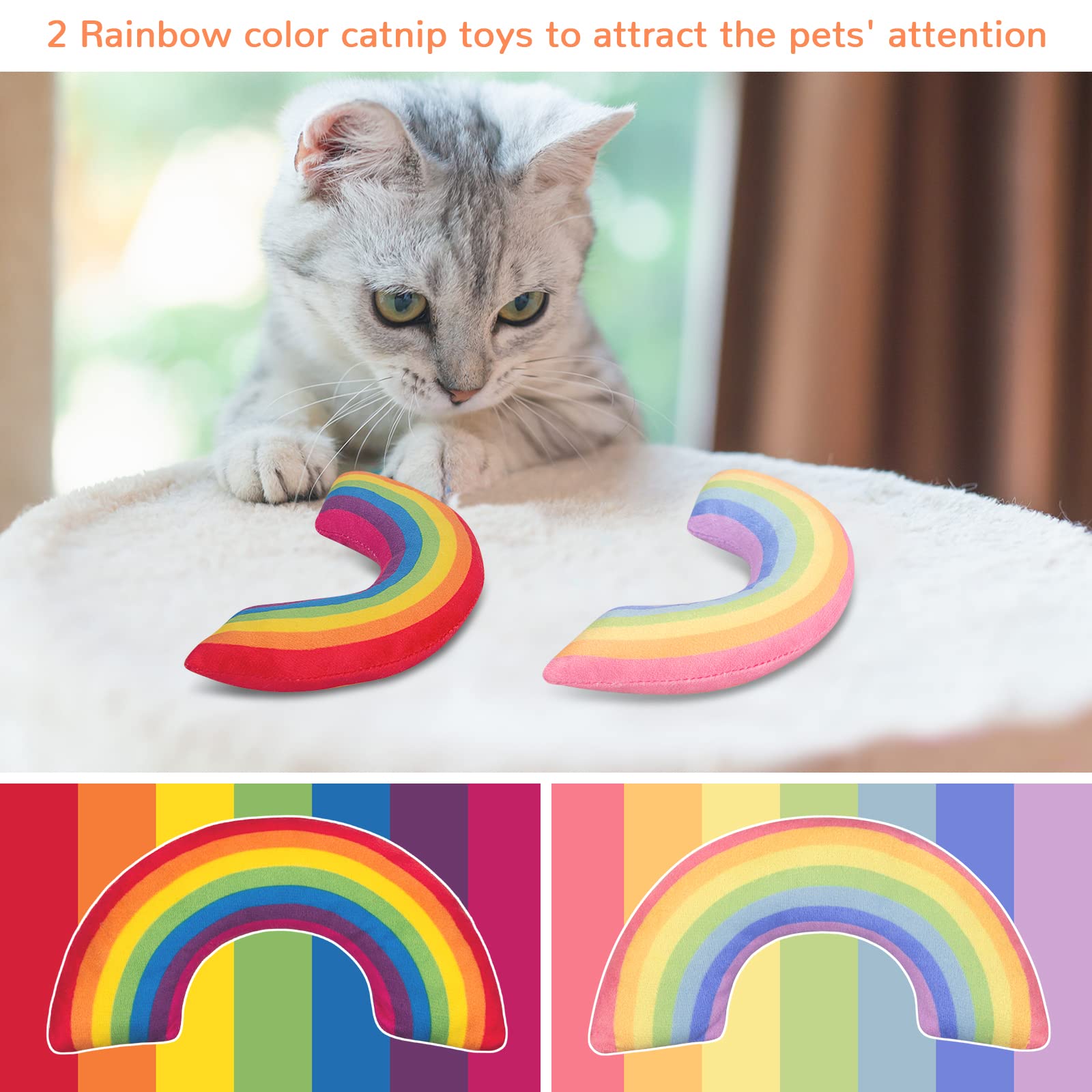 Etekyer Catnip Toys, Catnip Toys For Cats, Cat Toys, Cat Toys For Indoor Cats, Cat Toys With Catnip, Interactive Cat Teething Chew Toys Cat Pillow Toys For Kitten Kitty, 2 Pack