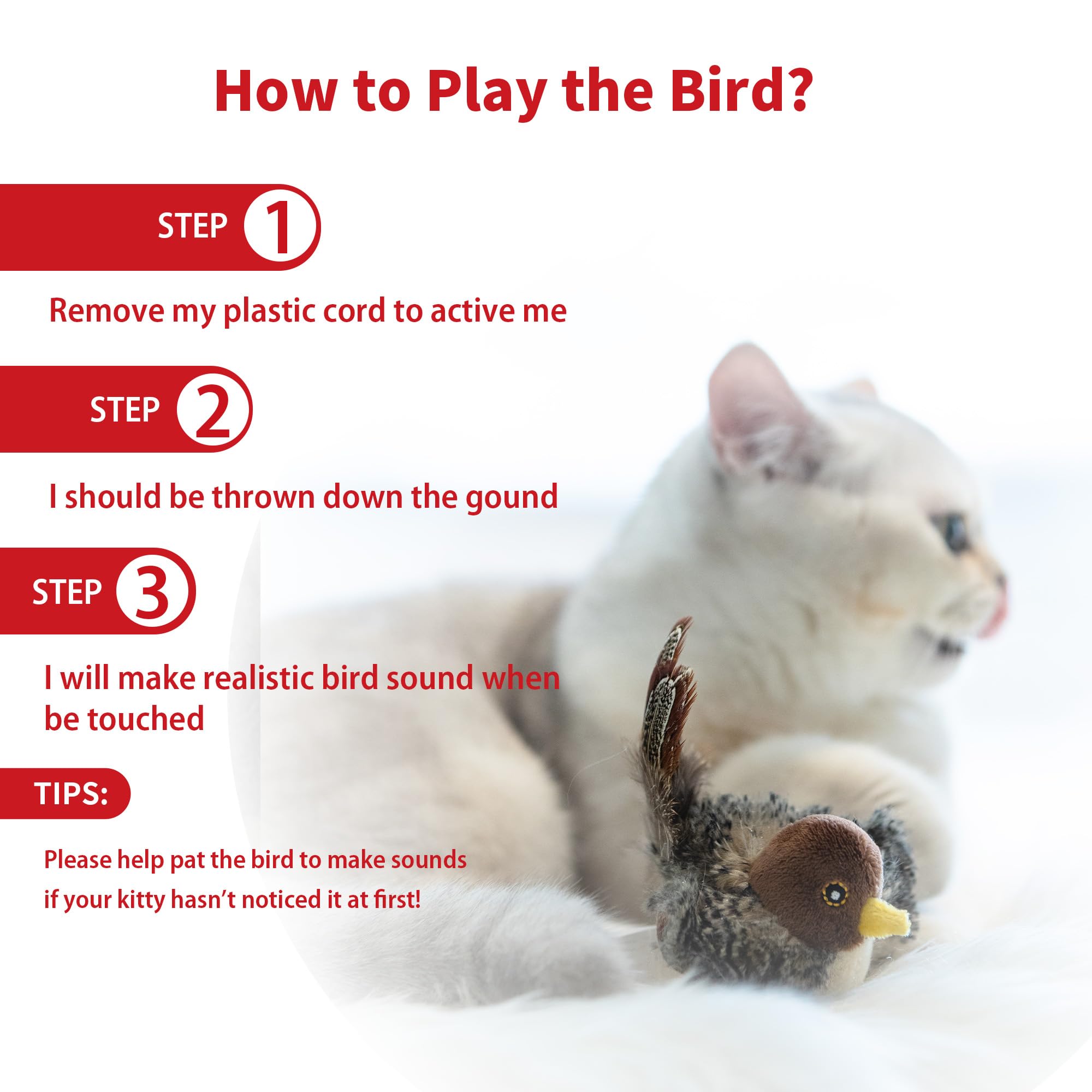 Petgeek Gigwi Bird Cat Toy Simulated Chirping Bird Cat Toy, Fake Bird Cat Toys For Indoor Cats, Melody Chaser Cat Toys With Hang