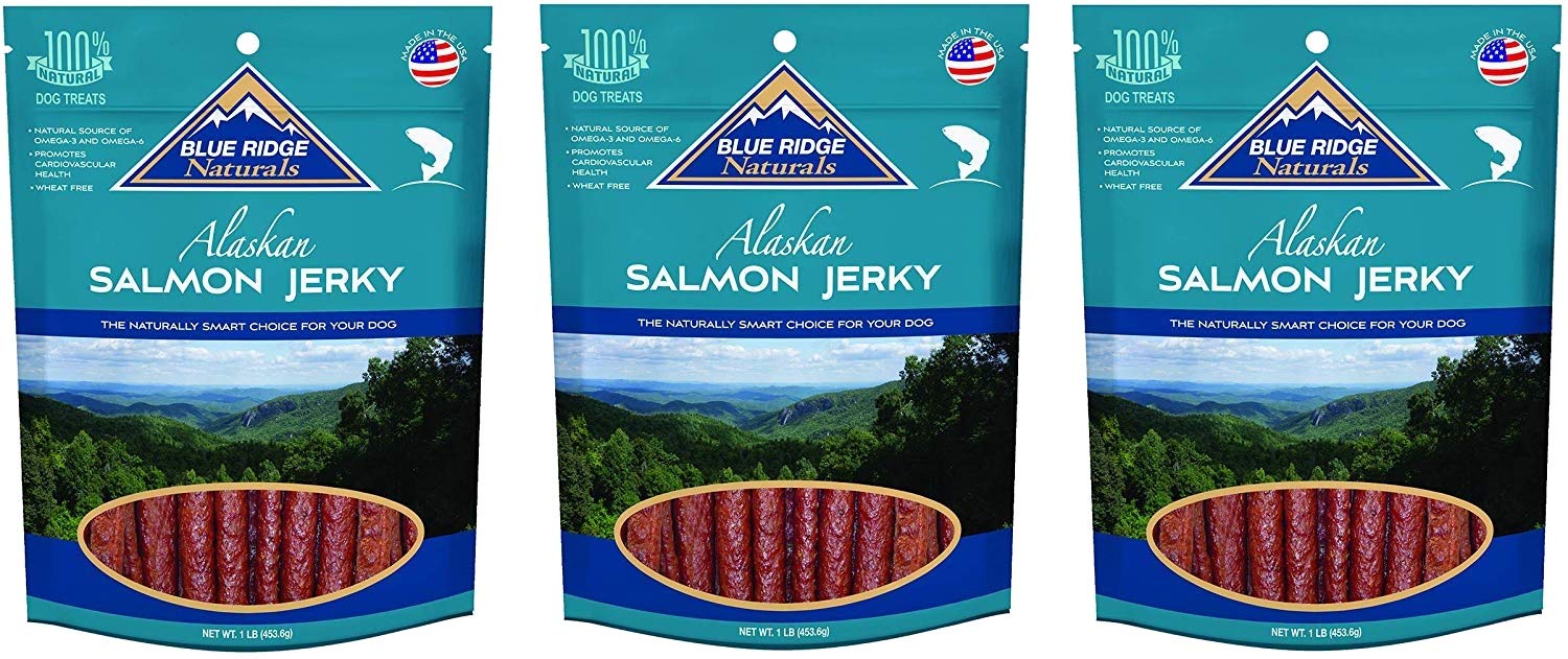 Blue Ridge Naturals (3 Pack) Oven Baked Salmon Jerky Dog Treats, 3 Pounds Total