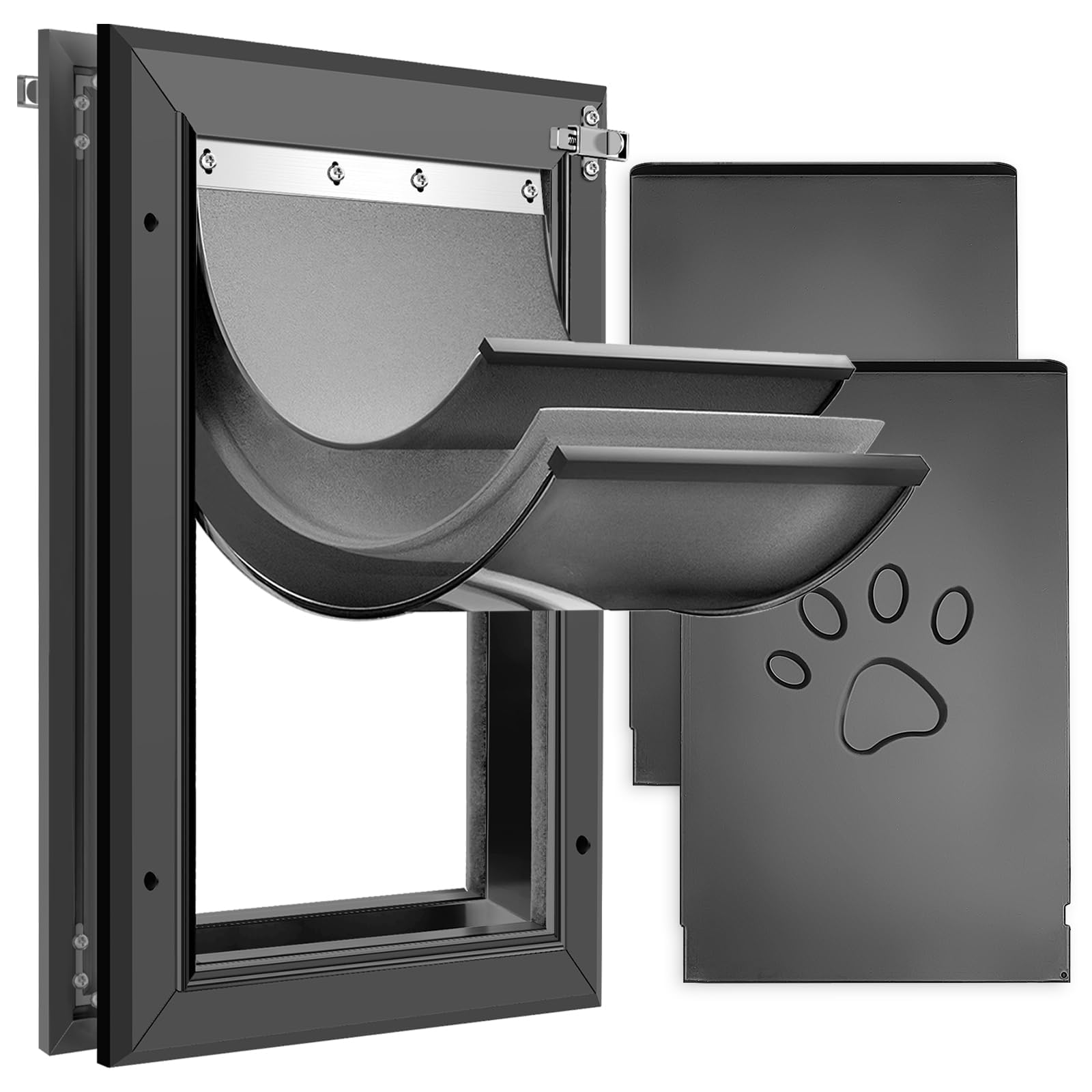 [Petoasis] Heavy Duty Aluminum Dog Door With Lock,3 Flap Insulated Doggie Doors With Installation Manual,Durable And Rust Resist