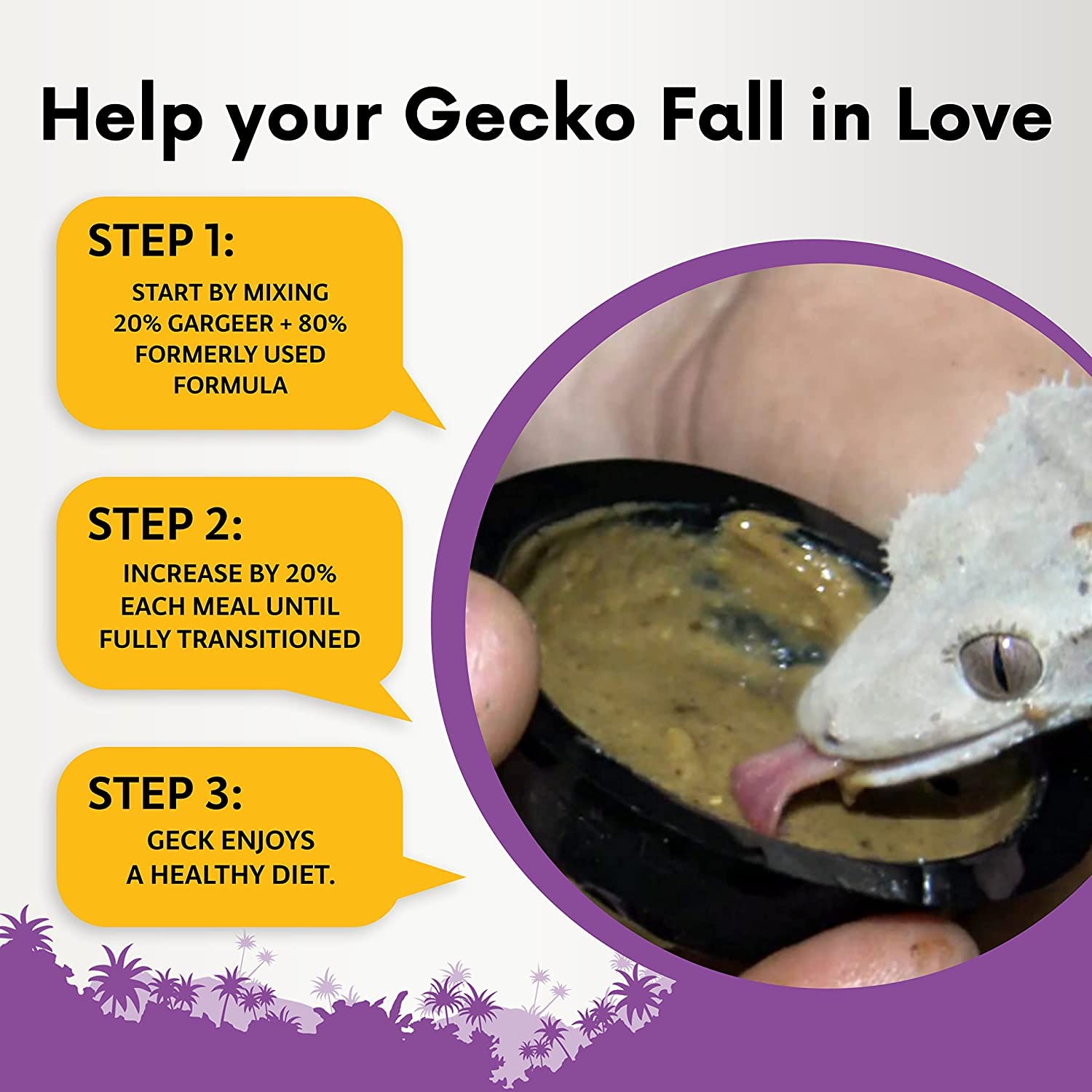 Gargeer 8oz Complete Crested Gecko Food Diet. Premium Mix, Ready to Use Freshly Made Powder. Unique Formula, Developed & Made in