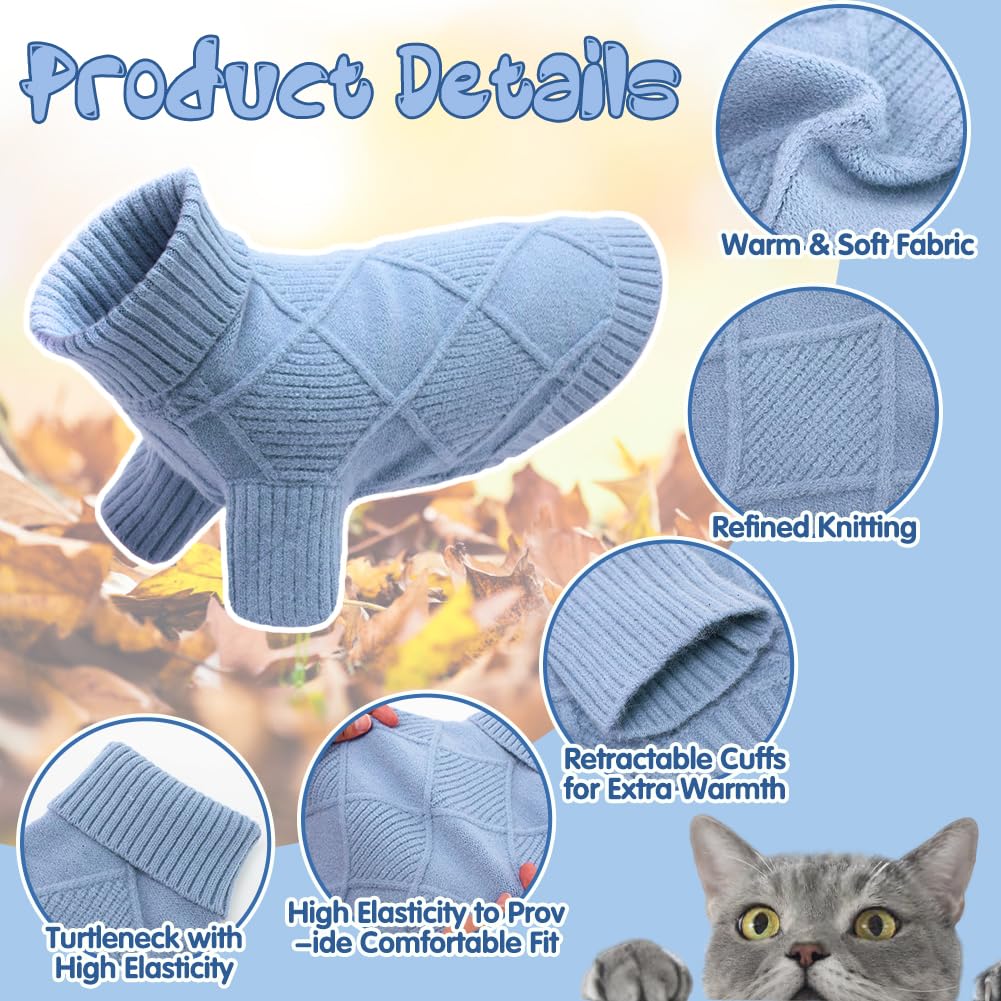 Emust Dog Sweaters For Large Dogs, Elastic Large Dog Sweater With Sleeves, Soft Cat Turtleneck Sweater For Fall & Winter, Blue X