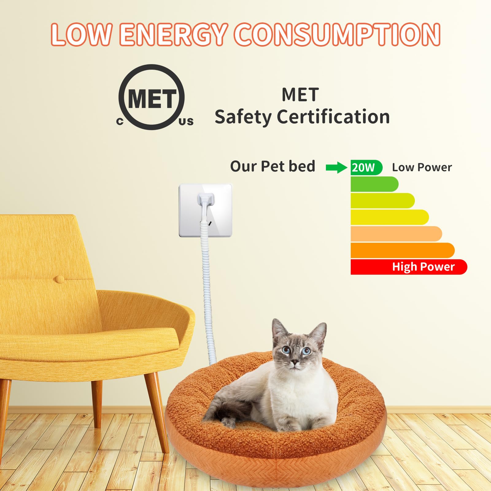 Aupetek Heated Cat Beds For Indoor Cats Warming Cat Beds Super Soft Machine Washable Thermo Kitty Electric Heating Bed 19 Inches
