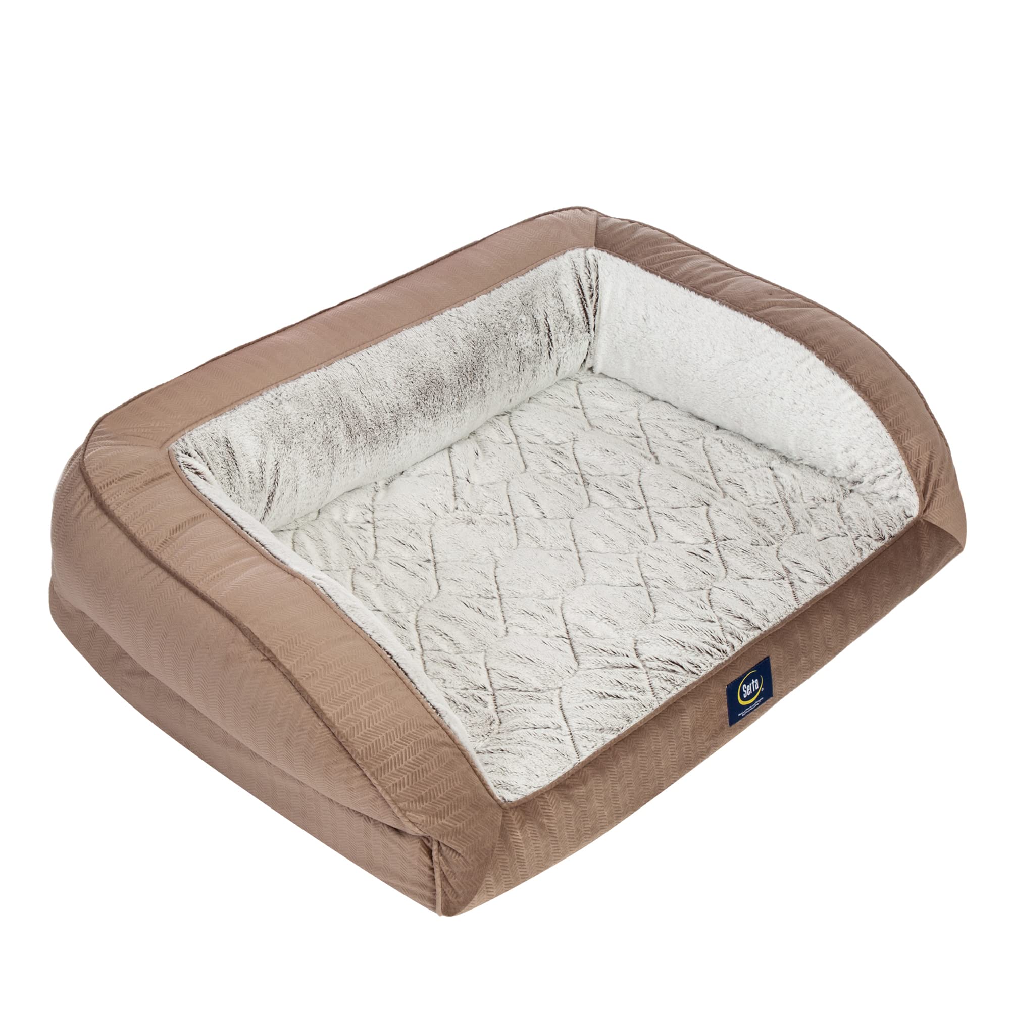 Serta Orthopedic Quilted Couch Dog Bed For Pets - Chocolate Brown (Large)