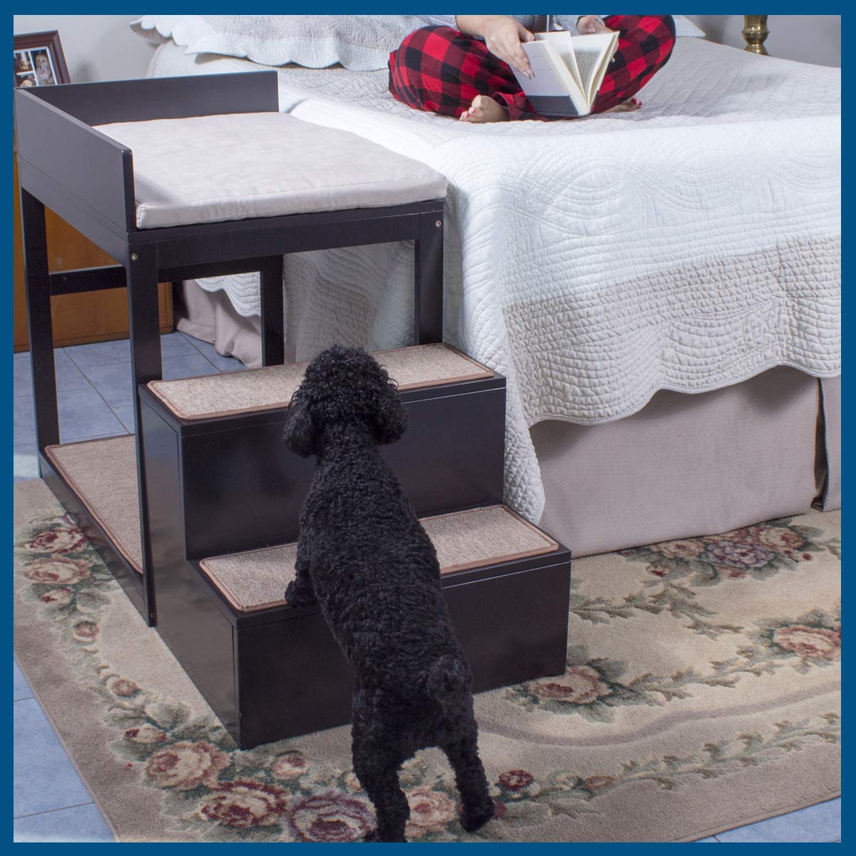Penn-Plax Buddy Bunk Pet Stairs for Small Dogs & Cats, 3-Step System, Brown, 44"L x 20"W x 29"Th, Model DOGF60