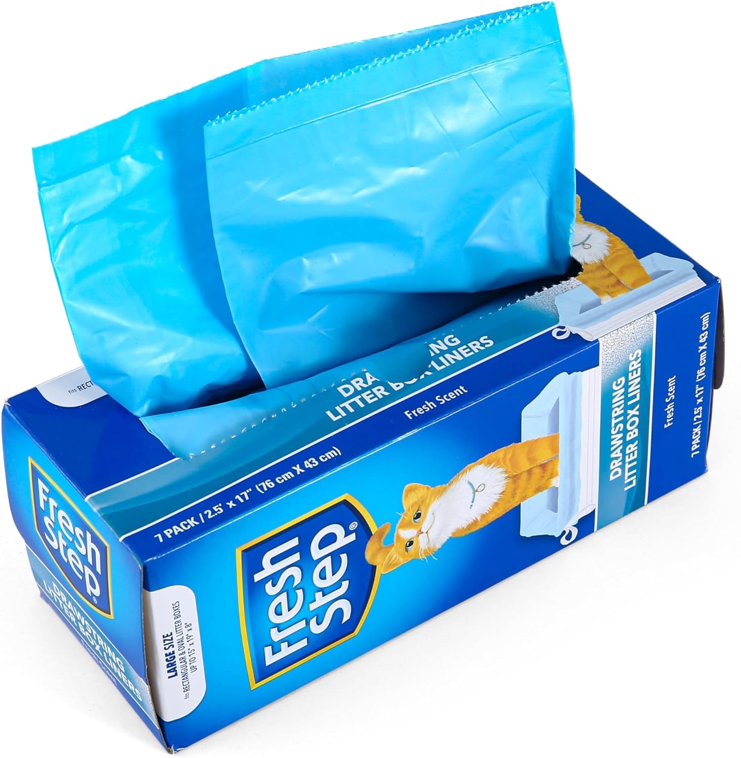 Fresh Step Drawstring Large Litter Box Liners | Heavy Duty Liners For Cat Litter Box | Scented & Unscented Available | Quick & Easy Cleanup, Scented, Large - 36 Pack