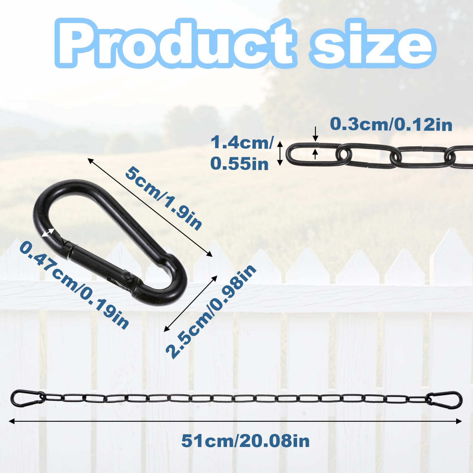 YBEATY Gate Chain Lock with Carabiner Barn Chain Link Fence Lock Safety Gate Link for Home Outdoor Camping Yards Pet Cages Horse