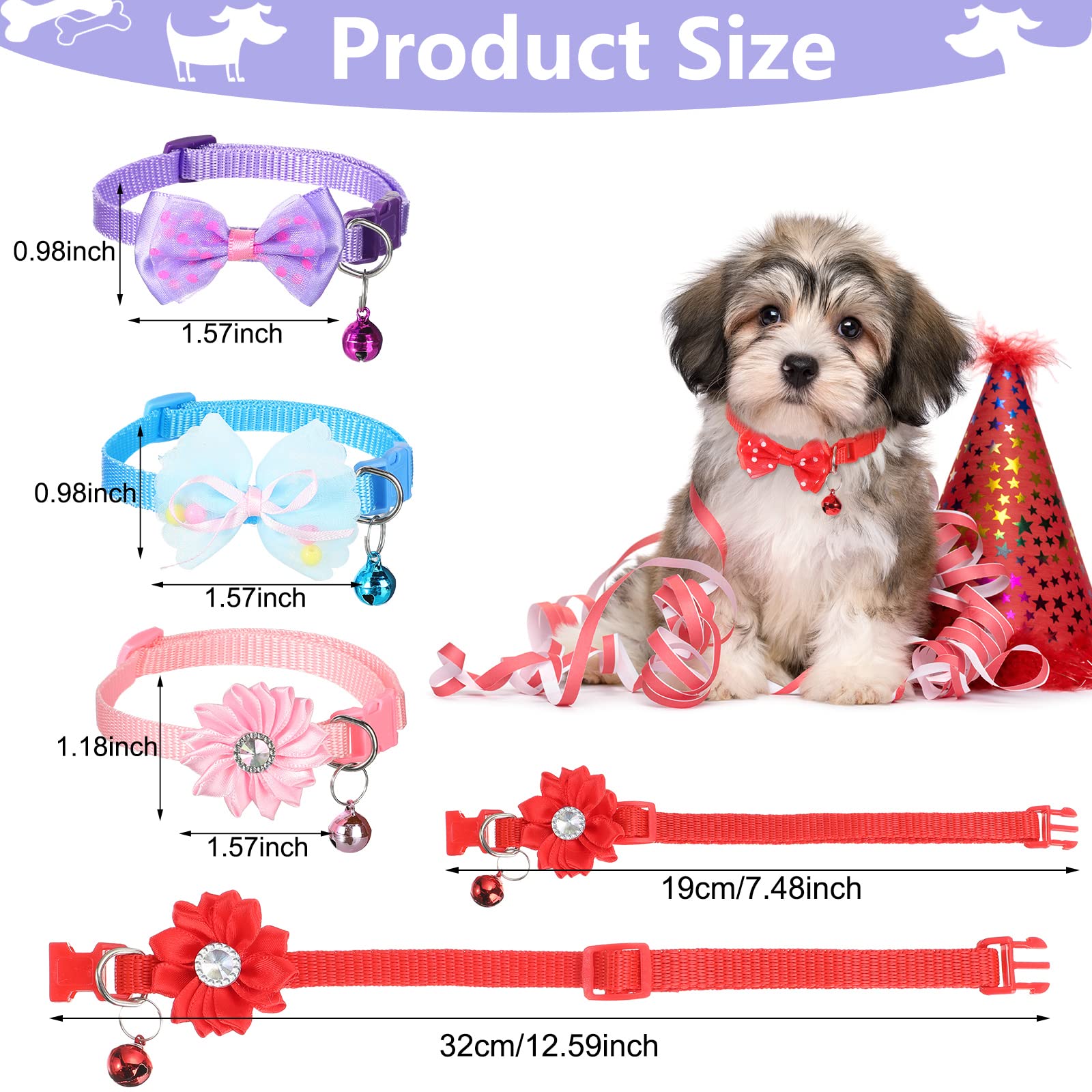 Saintrygo 22 Pack Dog Bow Tie Collar - Adjustable Bowtie, Flower Neck Tie For Medium Small Dog Cat Puppy(Cute)