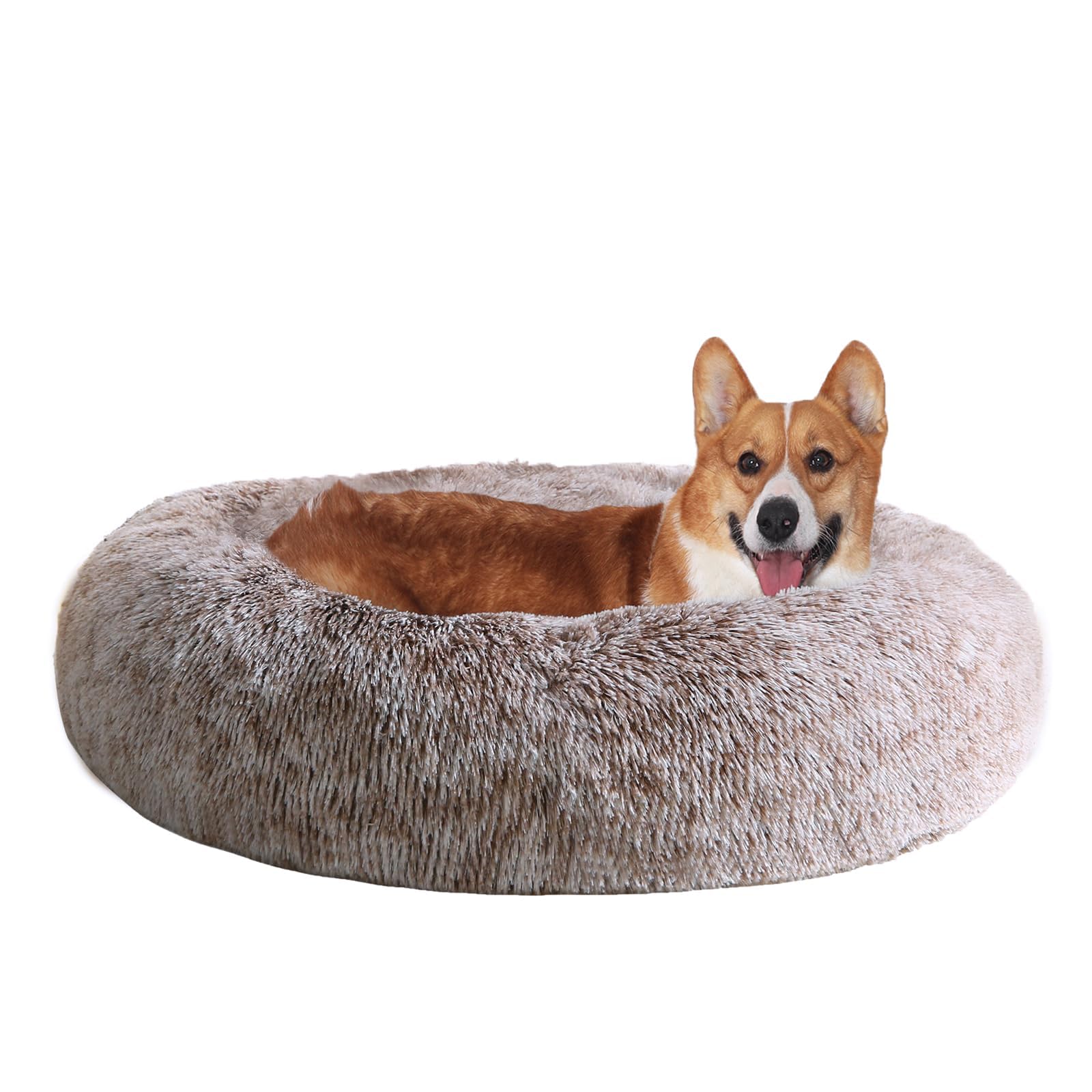 Jollyvogue Dog & Cat Bed, Calming Anti-Anxiety Pet Bed For Small Dogs, Fluffy Donut Cushion For Small And Medium Pets (20')
