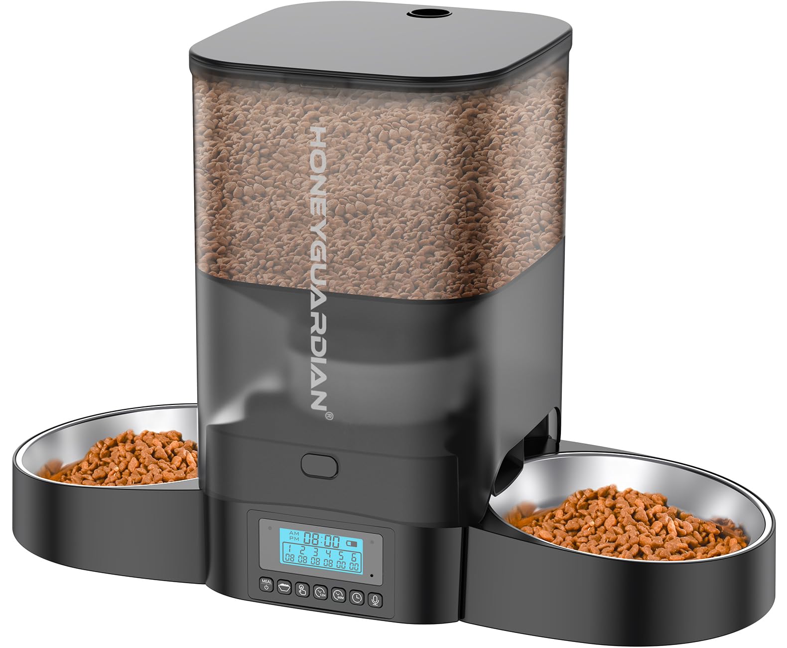 Cat Feeder, HoneyGuaridan 6.5L Automatic Pet Feeder for Two Cats Dogs Food Dispenser Auto Cat Feeder 6 Meal Portion Control, Dis