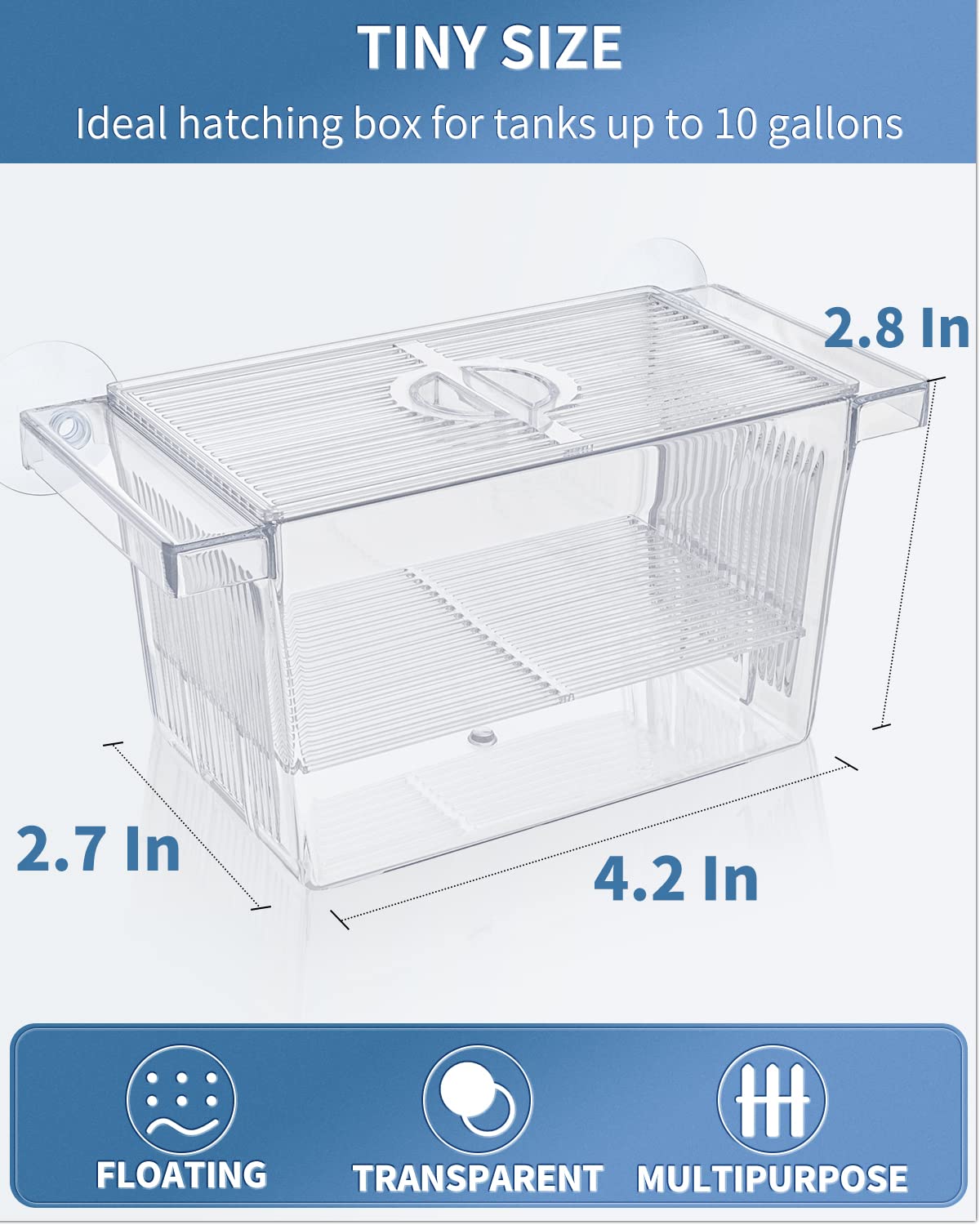 Pawfly Aquarium Fish Breeding Box Acrylic Hatchery Incubator Tank with Suction Cups Small Isolation Box for Baby Small Fish Shri