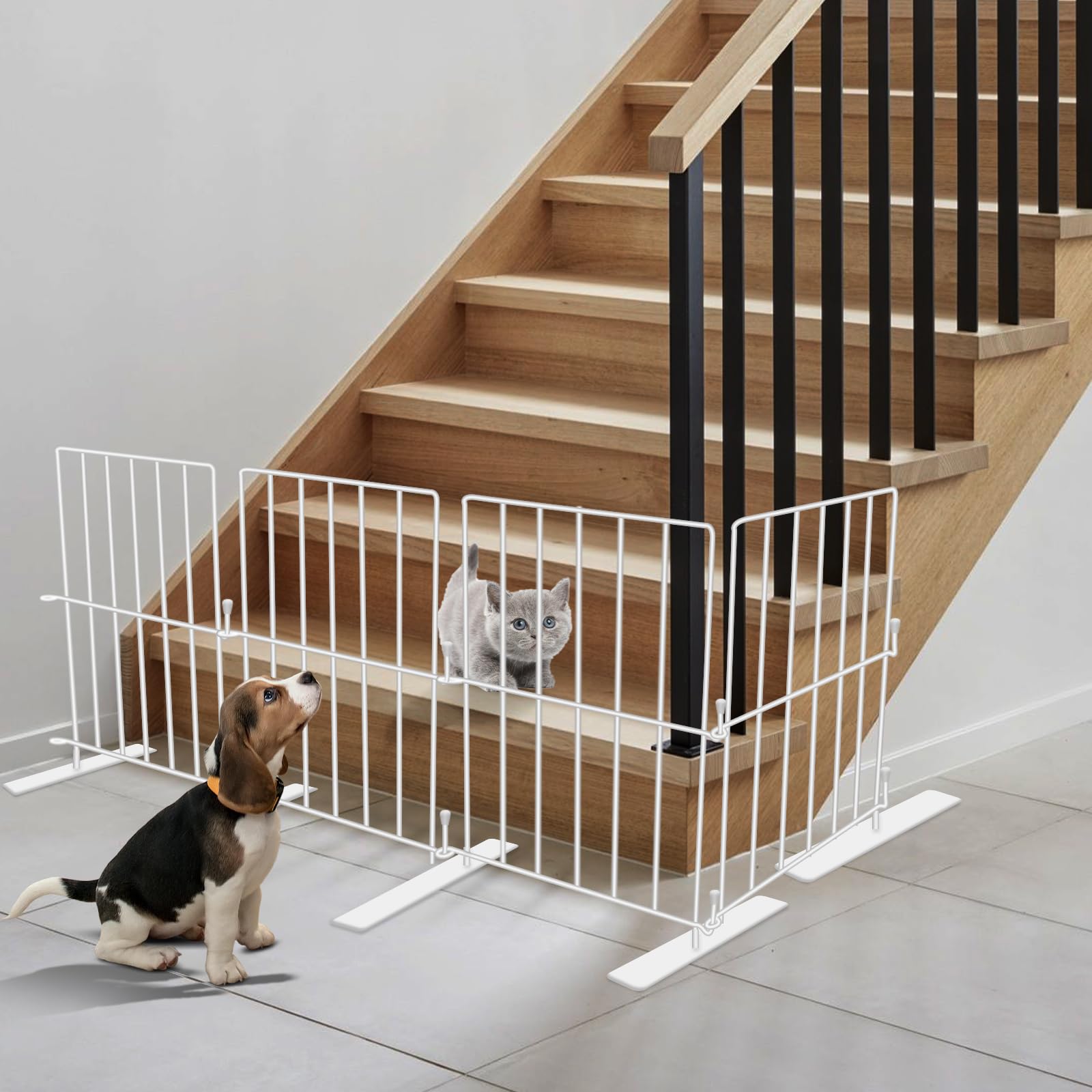 Yorwhin Short Puppy Gate - 17 Inch Height, Free Standing, Expands Up To 48 Inches, Indoor/Outdoor, Step Over Pet Fence For Small