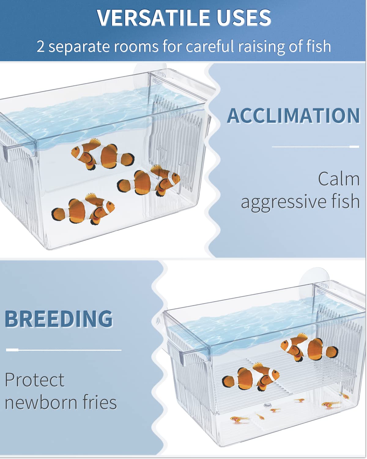 Pawfly Aquarium Fish Breeding Box Acrylic Hatchery Incubator Tank with Suction Cups Small Isolation Box for Baby Small Fish Shri