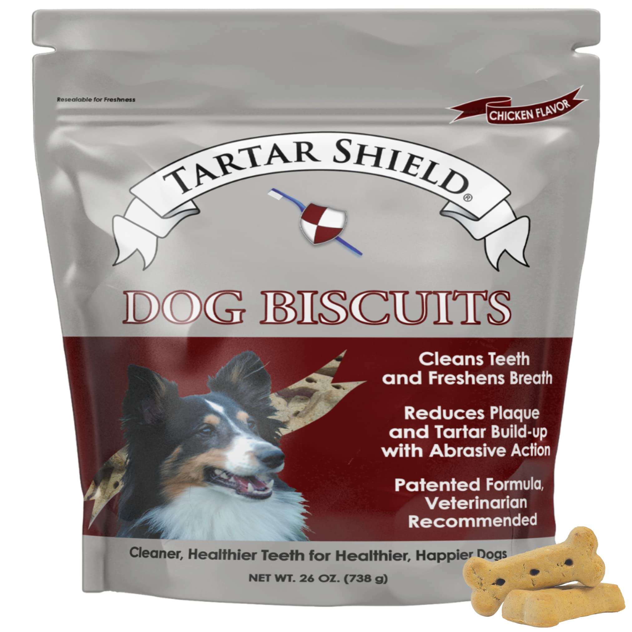 Tartar Shield Dental Dog Biscuits | Safe Daily Treats | Cookie Cleans Teeth & Gums Fresh Breath Natural Oral Health Support | Ta