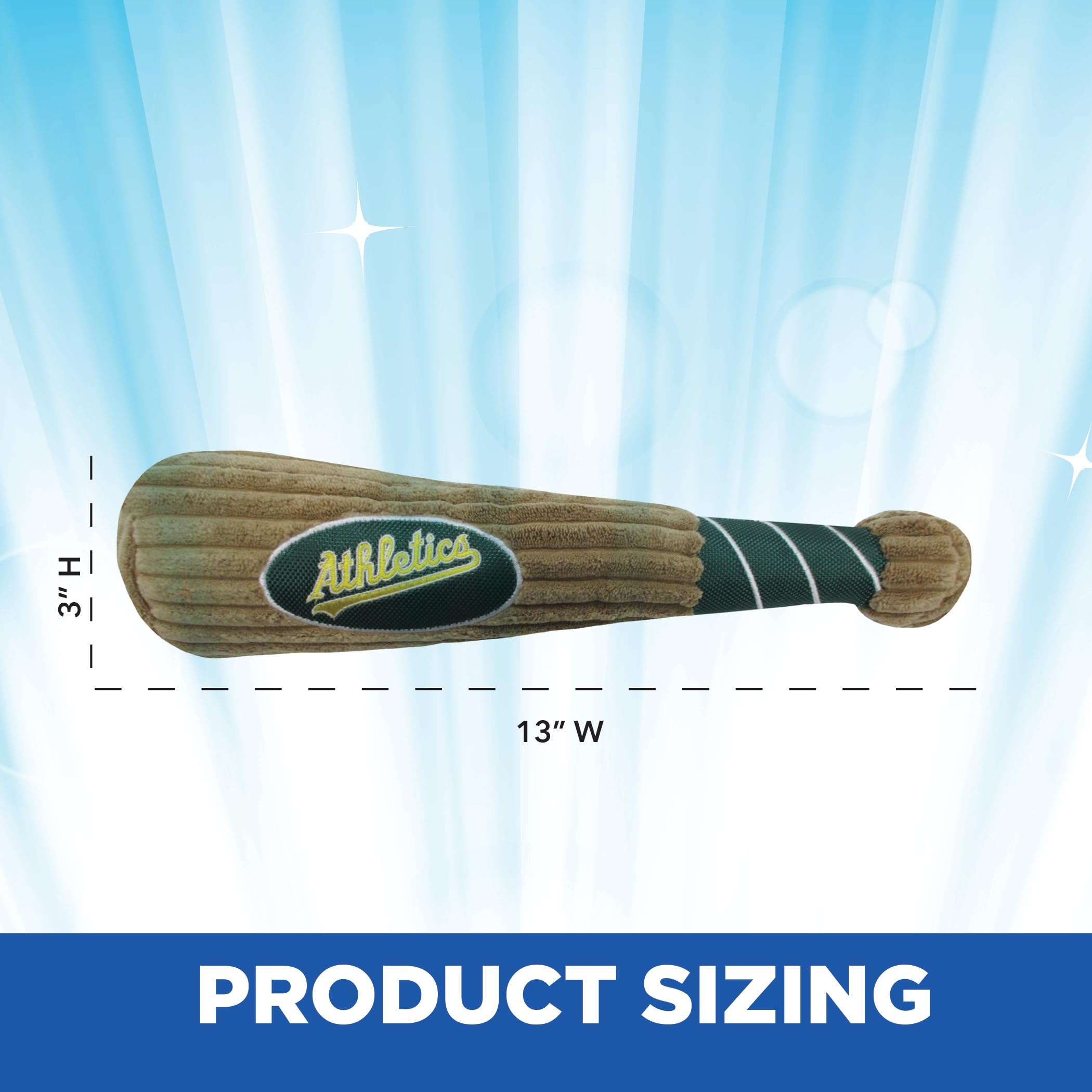 Mlb Oakland Athletics Baseball Bat Toy For Dogs & Cats. Soft Corduroy Plush Dog Toy With Inner Squeaker, Mlb Chew Toys For Dogs