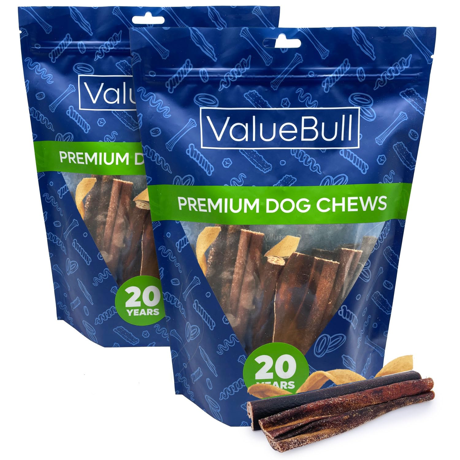 ValueBull Collagen Sticks for Dogs, Bully Sticks & Rawhide Alternative, Varied Shapes & Sizes, 2 Pounds - Natural & Safe, Single