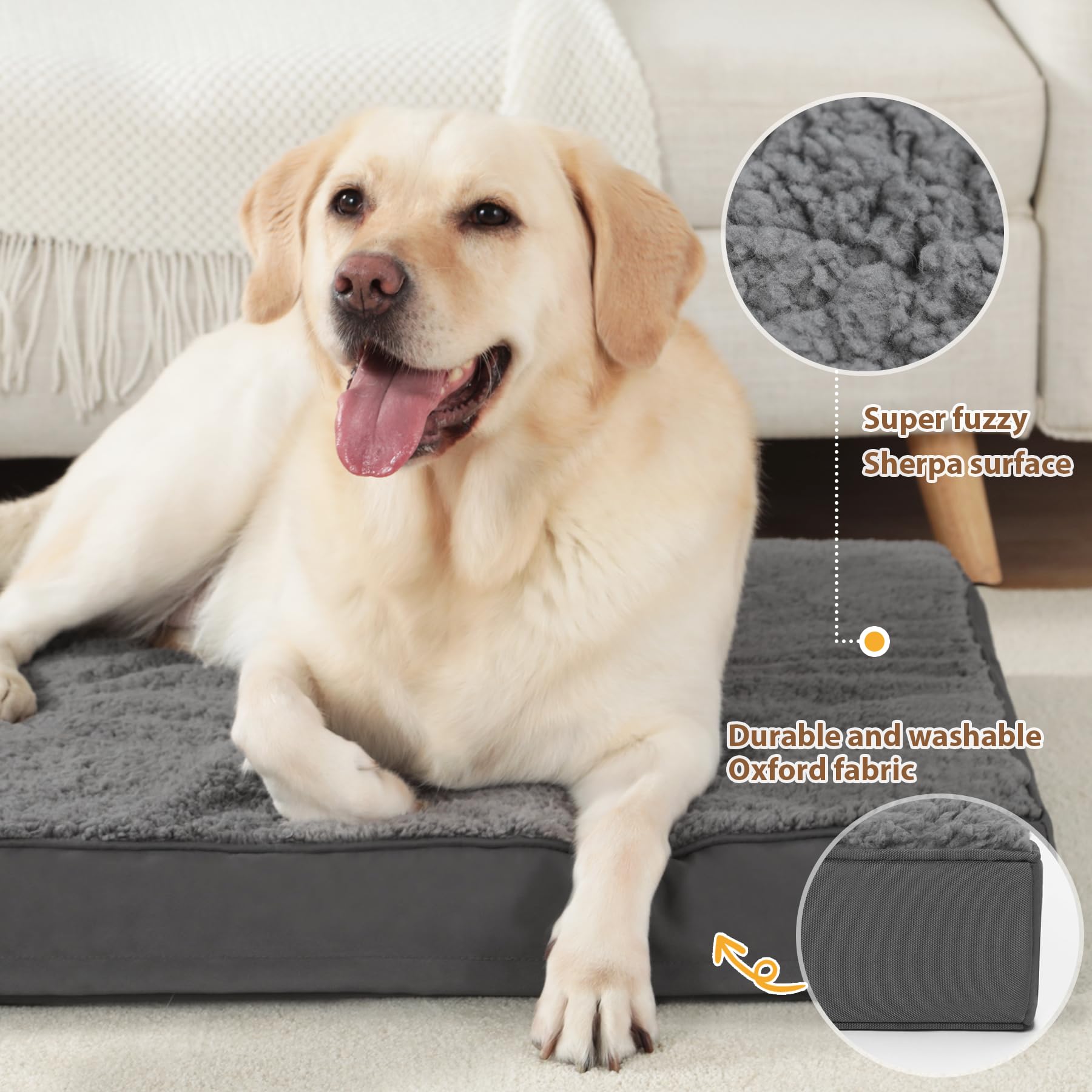 Mihikk Dog Bed Waterproof Dog Beds Medium Sized Dog Orthopedic Crate Bed With Removable Washable Cover Egg-Crate Foam Pet Pad Ma