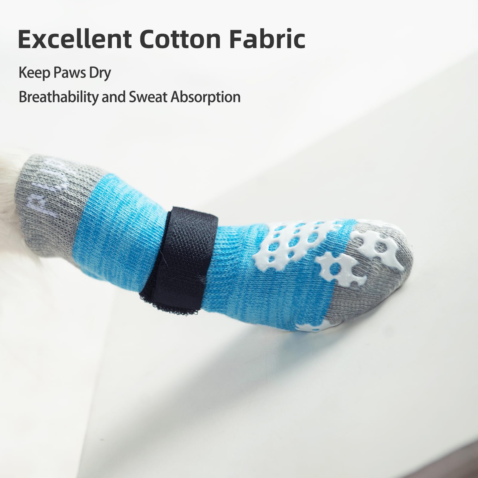 Pupteck Anti-Slip Dog Socks With Double Sides Grips For Small Medium Large Dogs Hardwood Floors Prevents Licking, Dog Shoes For Hot Pavement Traction Control Paw Protector For Senior Dogs, Blue S