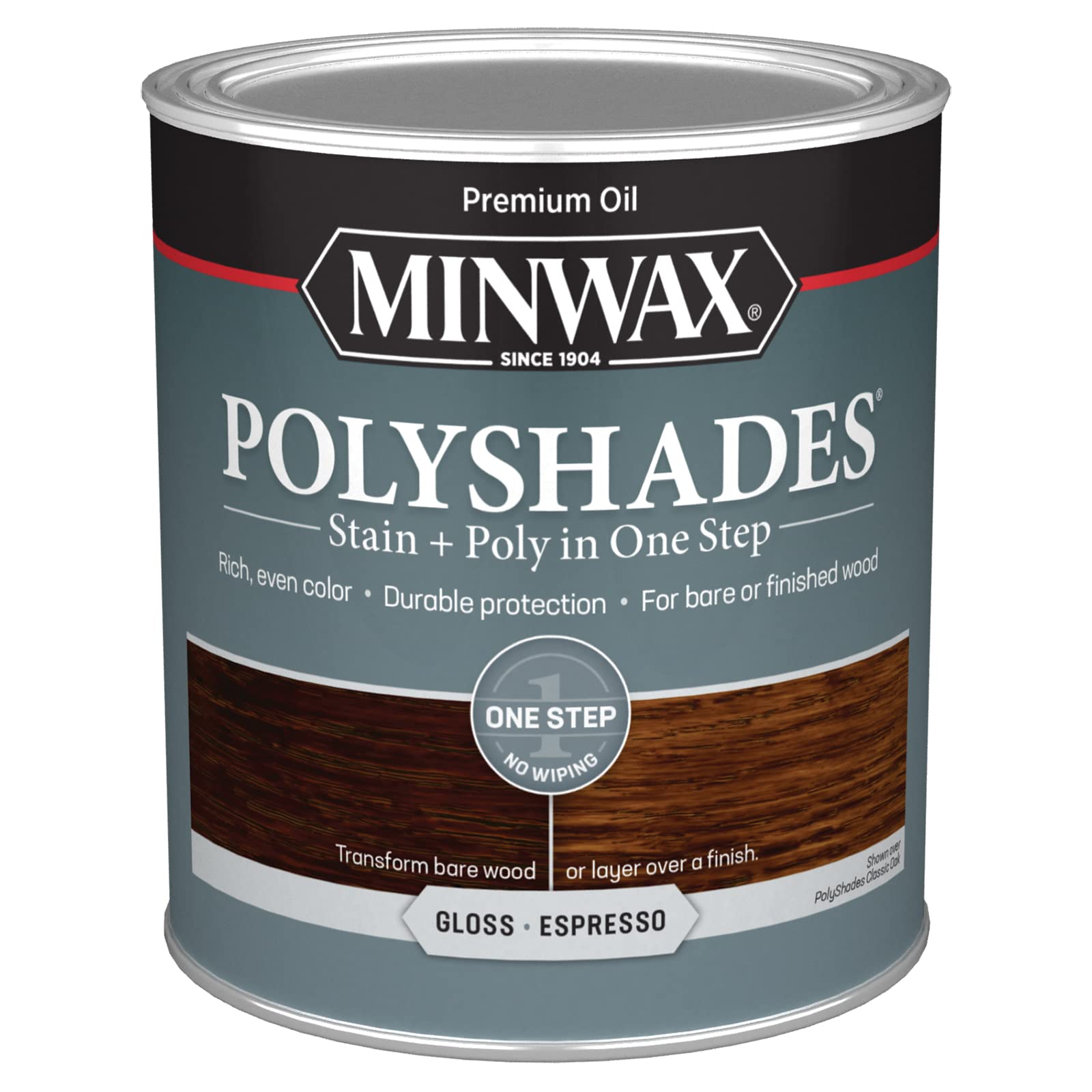 Minwax Polyshades Wood Stain  Polyurethane Finish - Quart, Espresso, Gloss