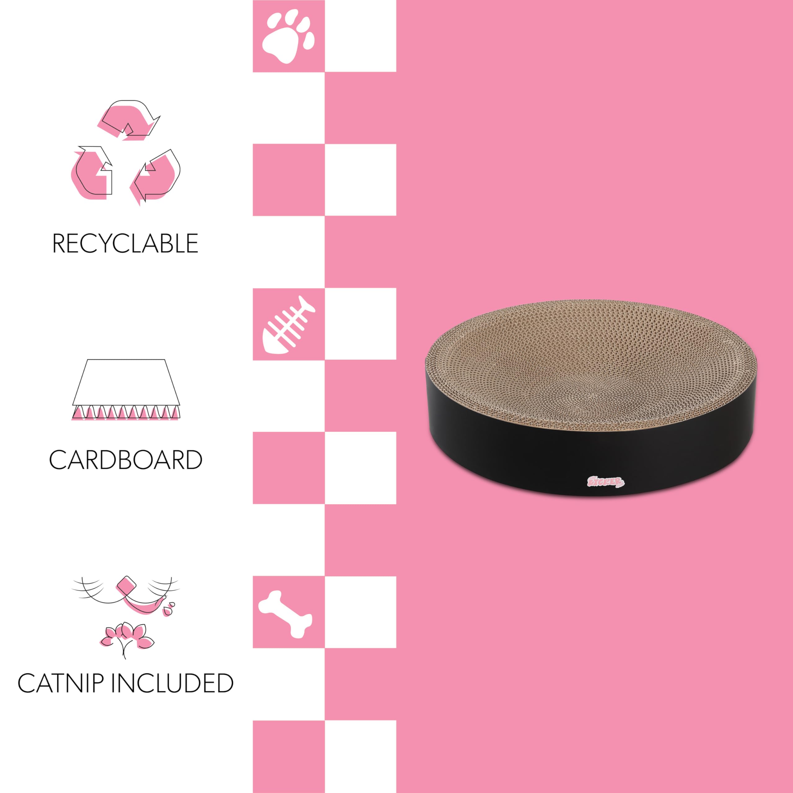 The Licker Store Csr1010H Nelson 20.13'' Modern Cardboard Round Bowl Cat Scratcher With Catnip, Ink