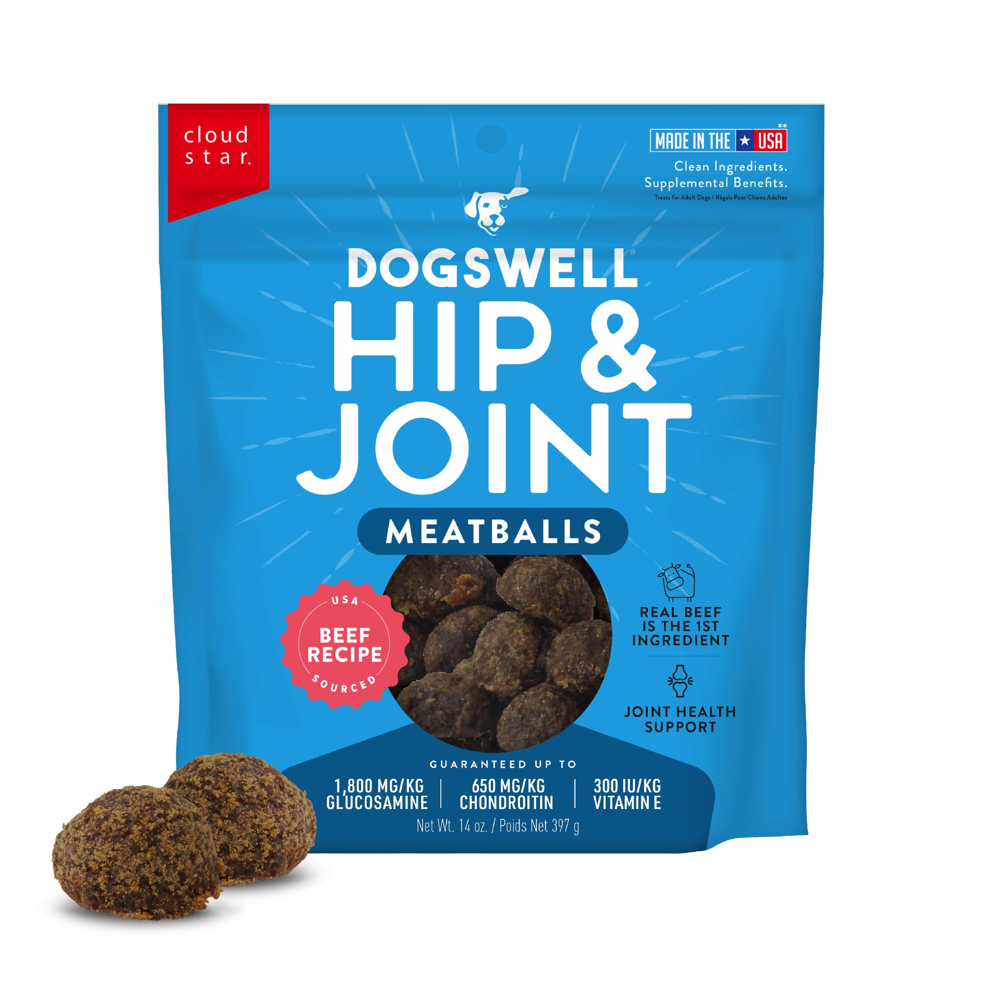 Dogswell Hip & Joint Beef Recipe Meatballs - 14 oz.