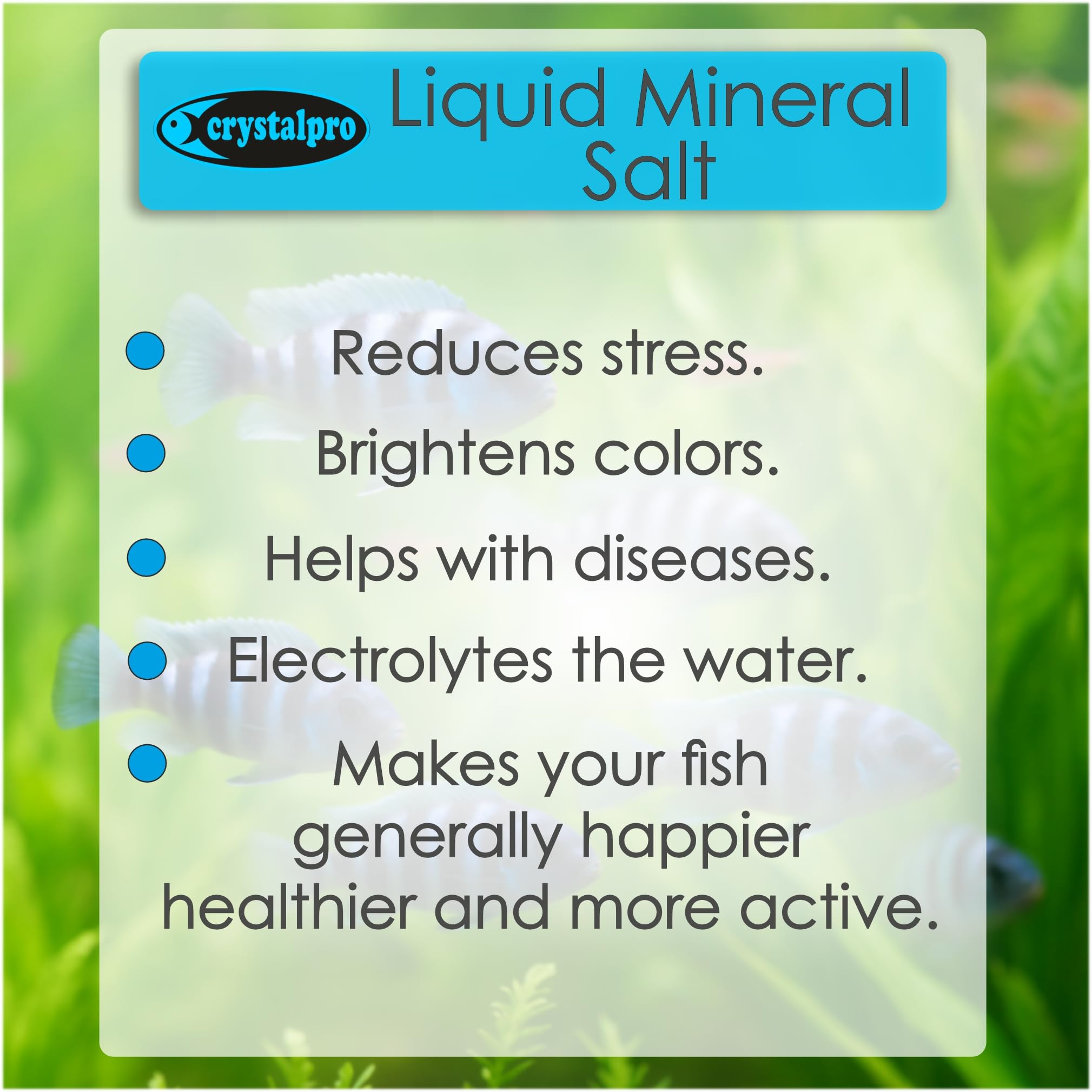 Crystalpro Liquid Mineral Salt 4.2 Oz - Liquid Aquarium Salt for Tropical Freshwater Fish - Reduces Stress - Boosts Protective C