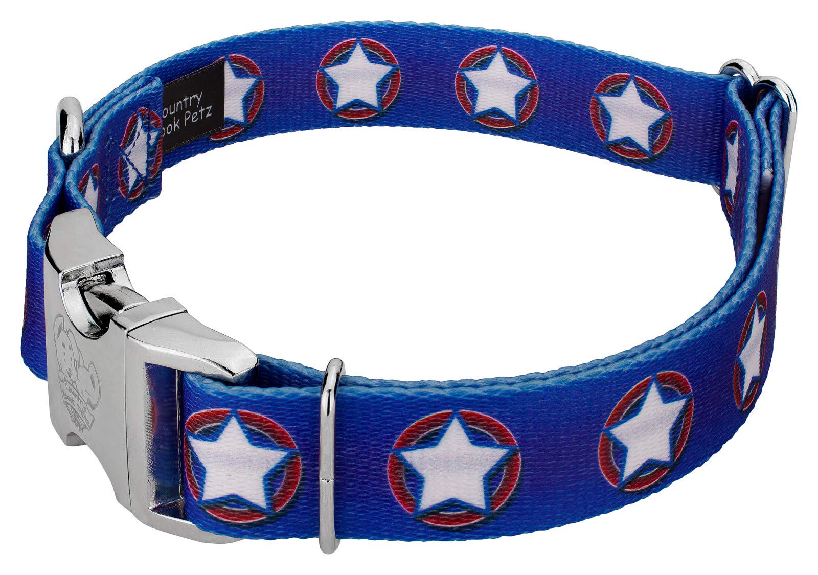 Country Brook Petz - Premium American Stars Dog Collar - Americana Collection Featuring Patriotic Designs (5/8 Inch, Small)