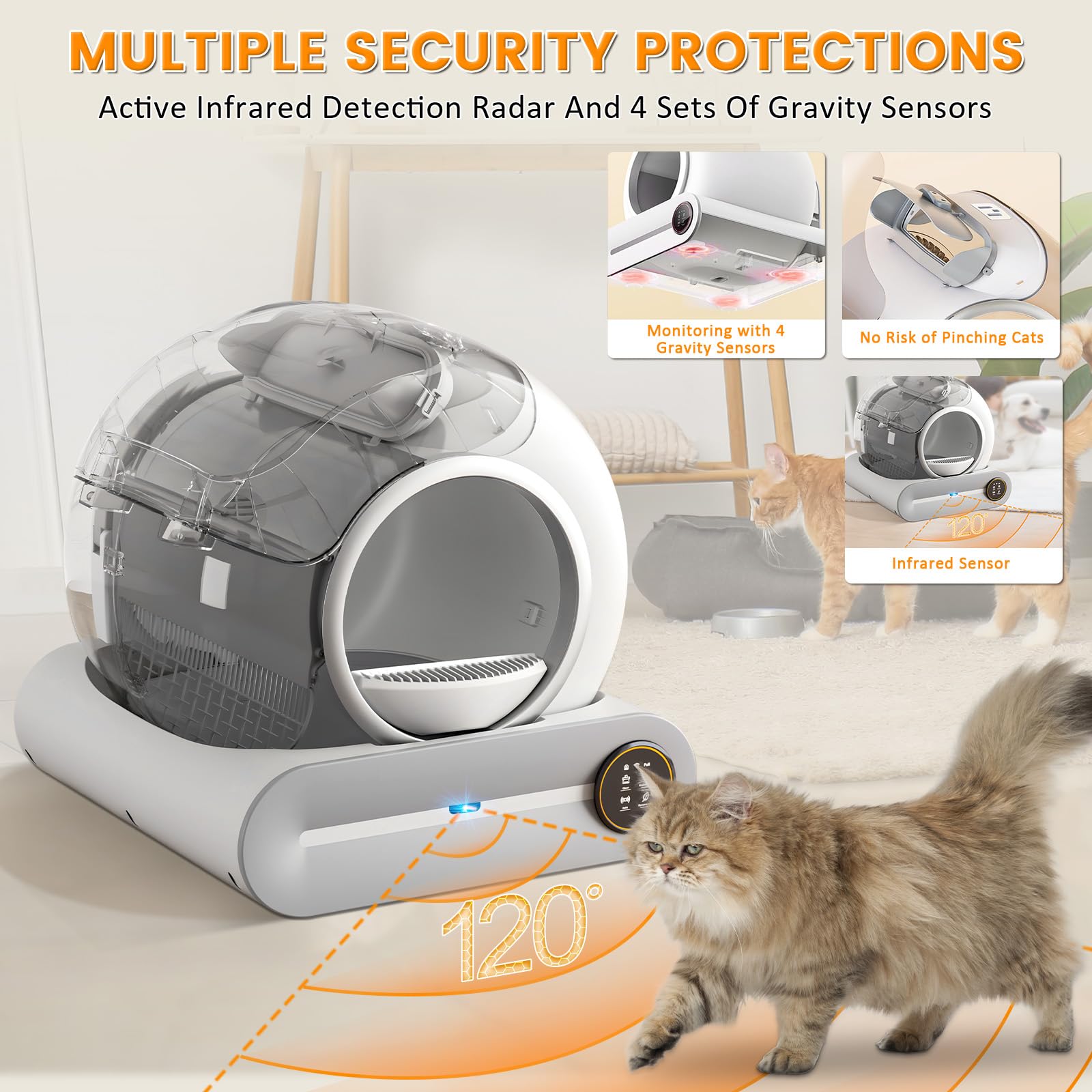 Self Cleaning Cat Litter Box, 65L+ 9 L Extra Large Robot Automatic Litter Box For Multiple Cats, App Control, Deodorization & Ne