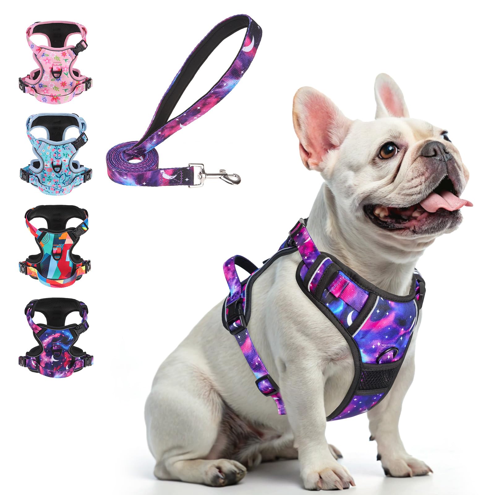 Beautyzoo No Pull Dog Harness Small, Adjustable Dog Harness And Leash Set -Easy Wearing With 3 Buckles/Control Handle,No Choke S