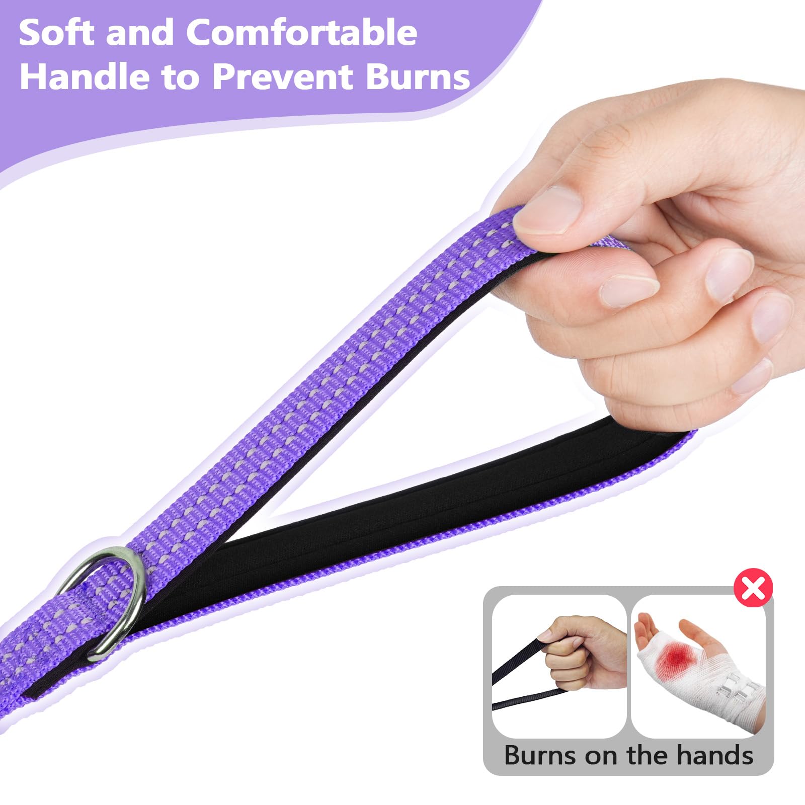Xiaz 20 Feet Dog Training Leash, Nylon, Purple, Reflective, Padded Handle, 550 Lbs Bearing, Lightweight Suitable For Small, Medi