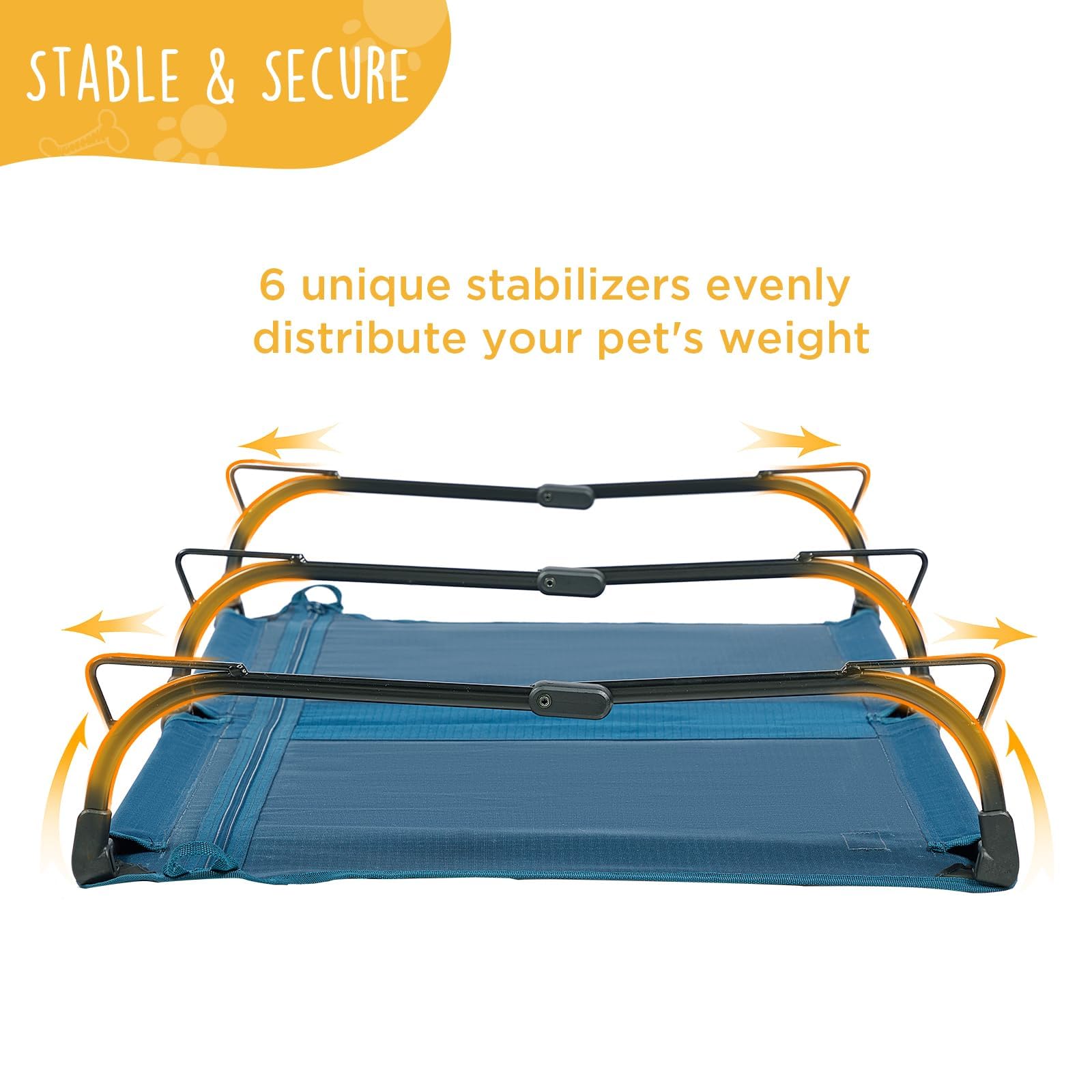 Canine Canyon Folding Raised Dog Bed, Large Outdoor Elevated Dog Cot, Cooling Chew Proof Pet Cots Bed, Portable, Heavy Duty Up T