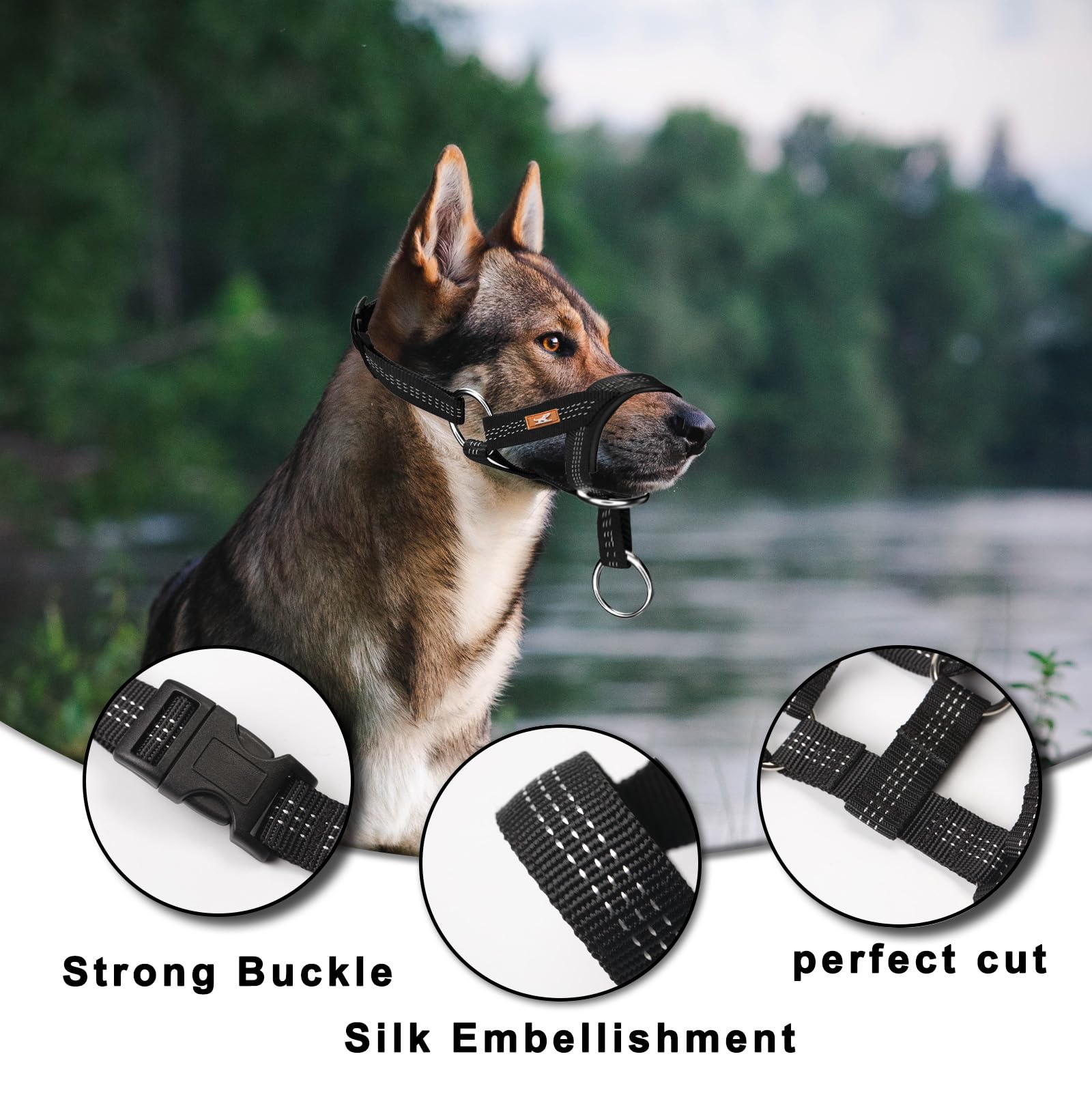 Dog Head Collar With Silk Thread, Soft And Adjustable Head Halter Collar For Small Medium Large Dogs In Striped Pattern(S,Grey)
