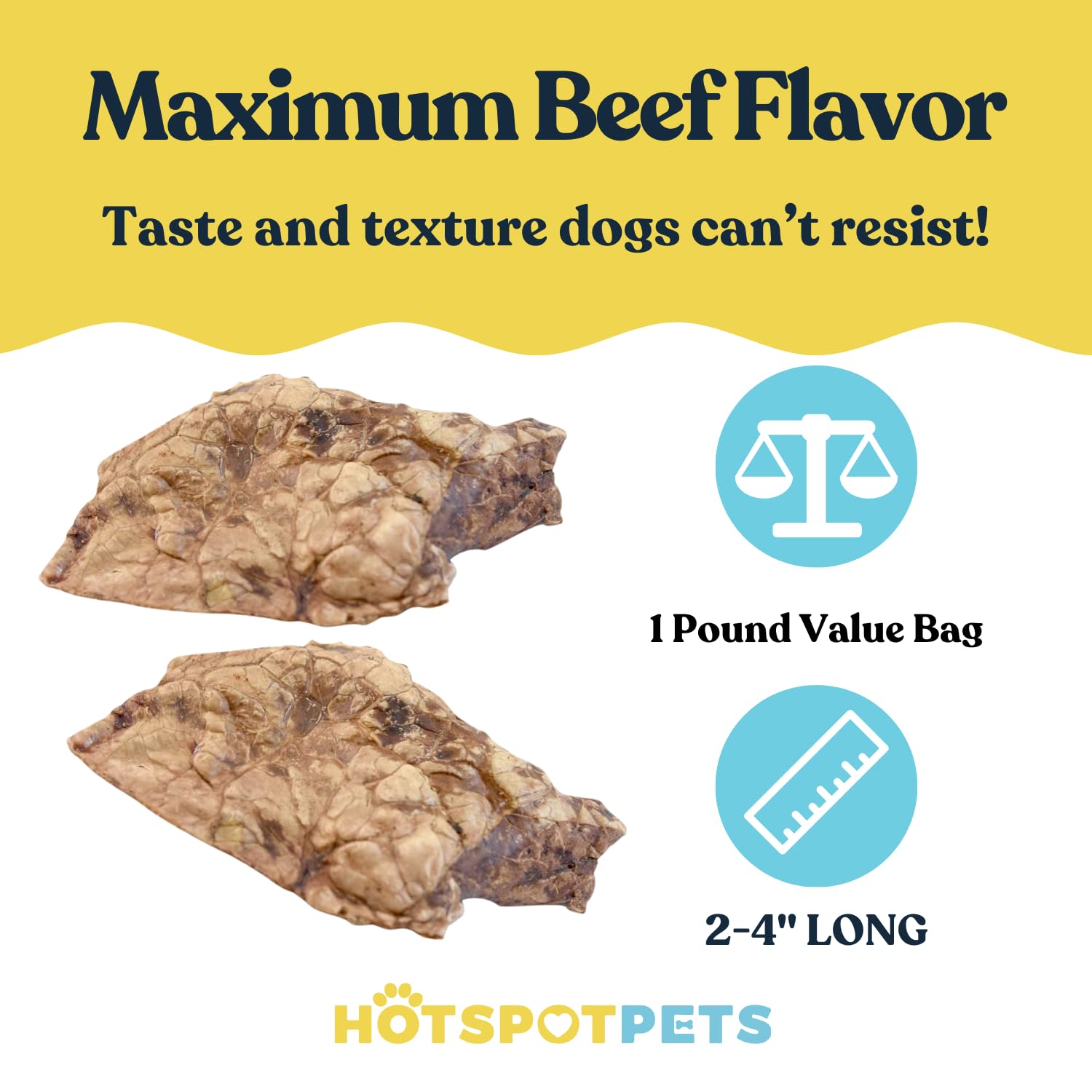 hotspot pets Beef Lung Dog Treats -1 Pound Big Bag - Slow Roasted, All Natural Dehydrated Premium Beef Lung Training Treats for