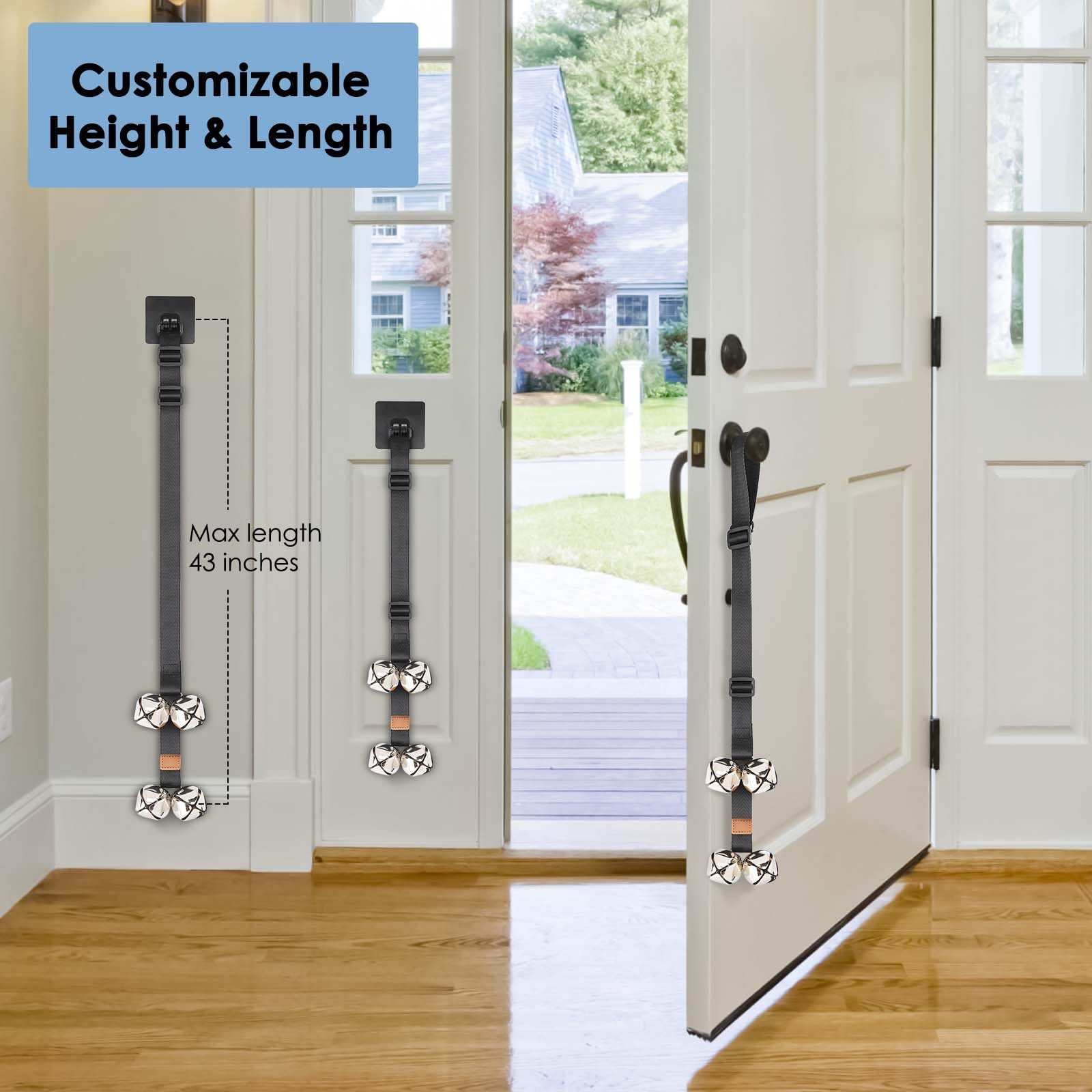 Folksmate Dog Doorbells For Potty Training, 2 Packs Dog Door Bells With Extra Loud Bells Adjustable For Dog Training, Housebreak