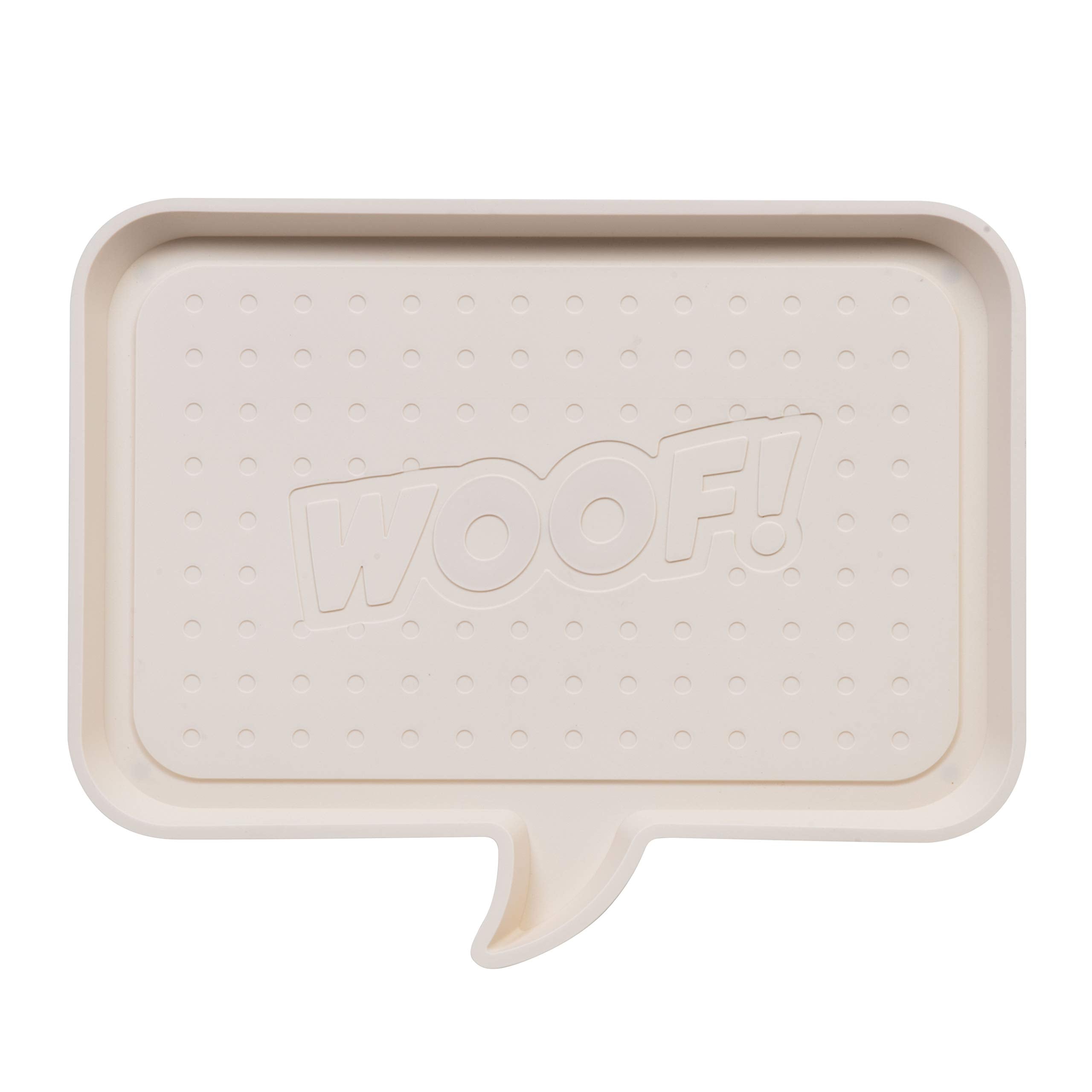 IRIS USA Medium WOOF Feeding Mat with Raised Edges and NonSlip Rubber Feet, Easy Clean Protective Waterproof Feed Tray for Pe