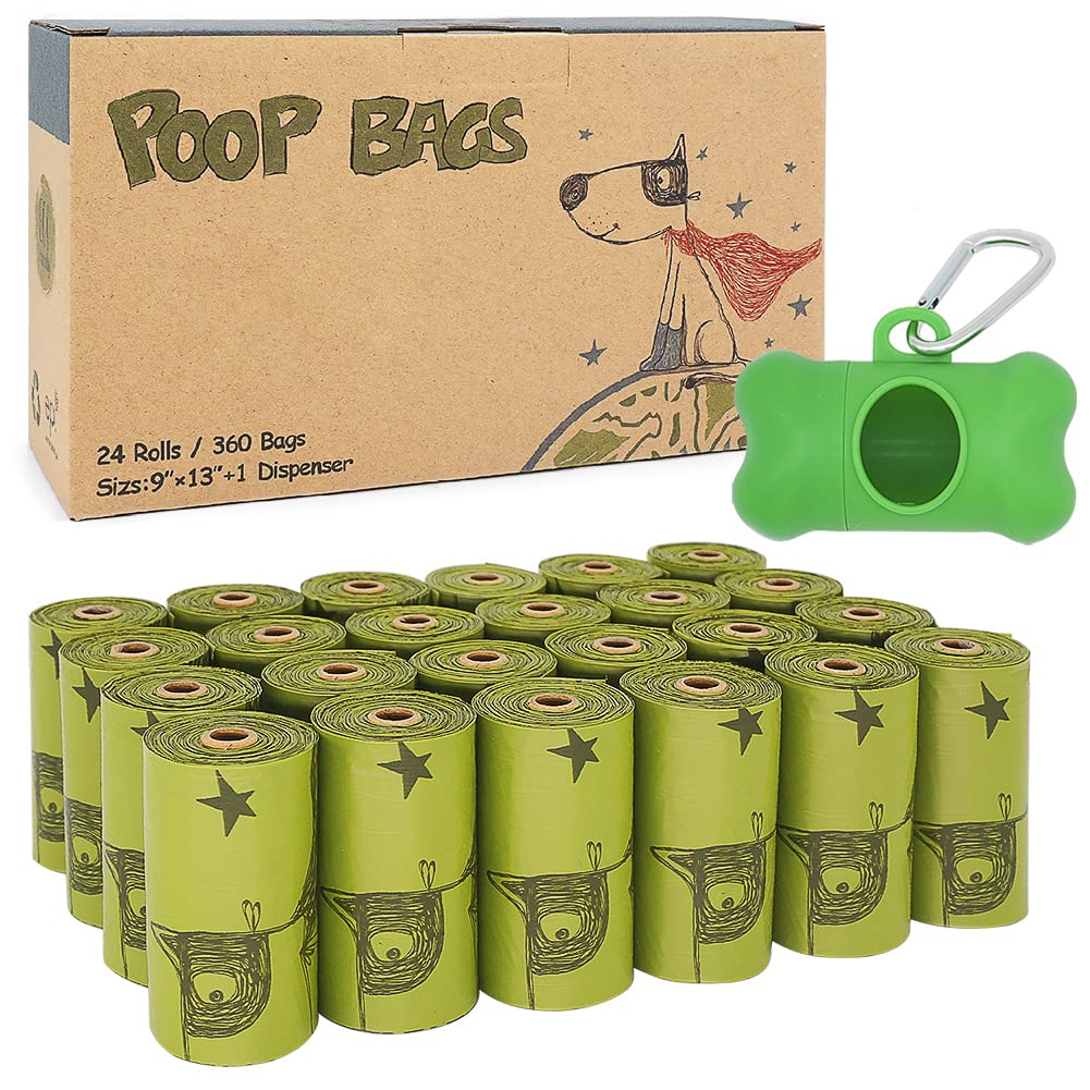 Leys Dog Poop Bags 360 Count, Biodegradable Poop bags Extra Thick Strong, Eco-Friendly Dog Waste Bag, Doggie Bag Refill Rolls w