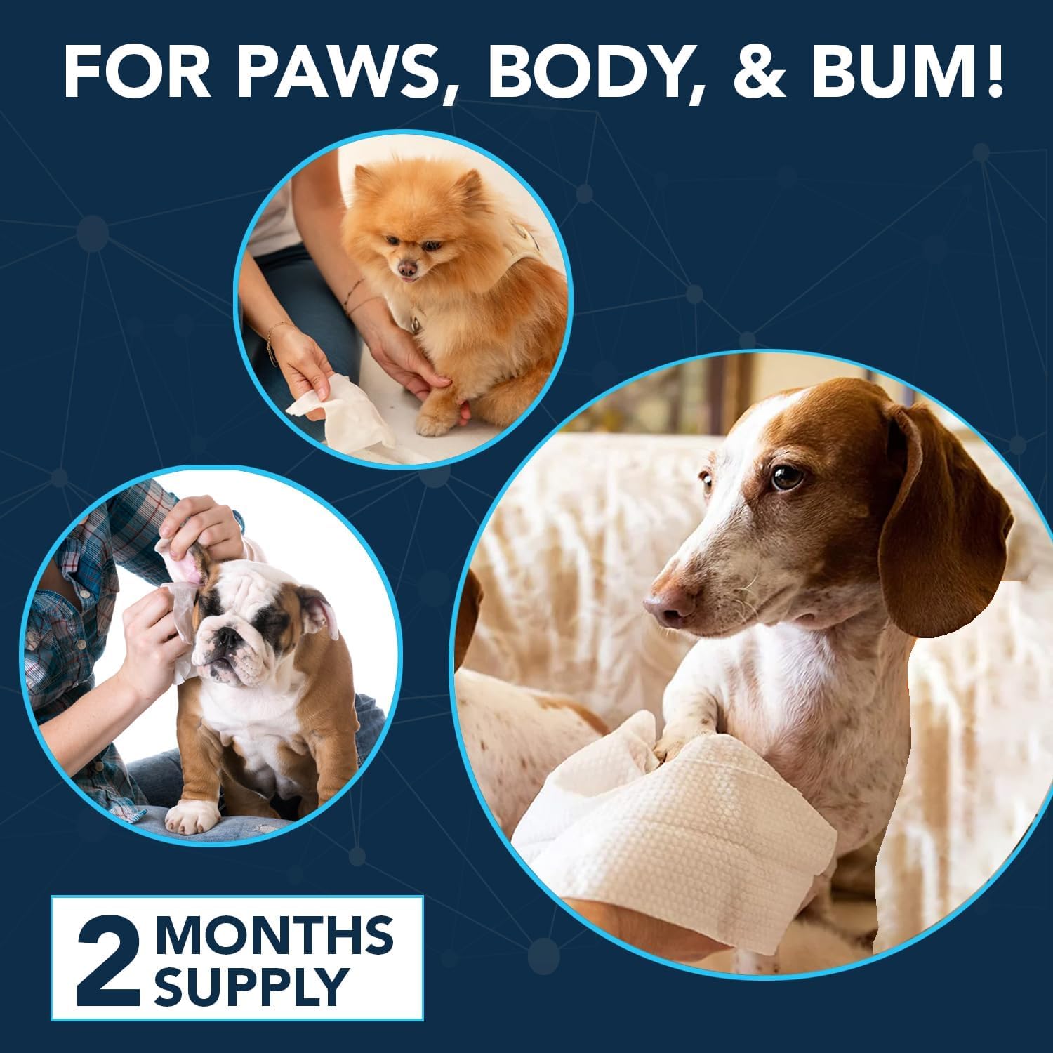 Noveha Dog Wipes - Odor Eliminating And Cleaning Grooming Wipes For Dog'S Paws, Body, And Butt - Perfect For Puppy And Adult Dog