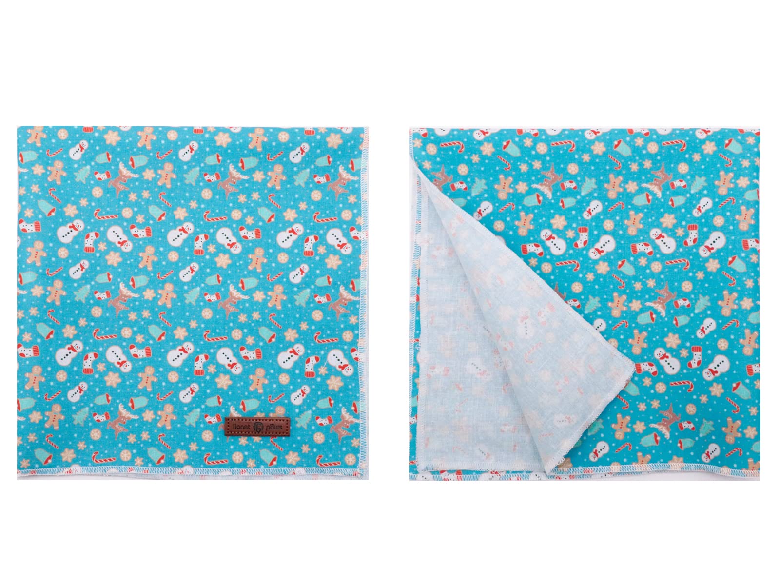 Lionet Paws Christmas Dog Bandana 1Pc Pet Gingerbread Man Dog Bandana Washable Reversible Cotton Boy Bibs Scarf, Adjustable Squa