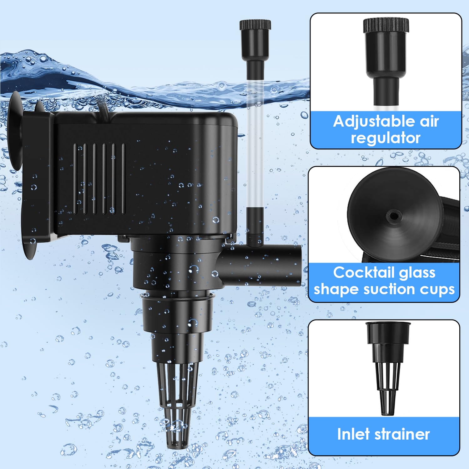 Aquamiracle Aquarium Powerhead Pump Circulating Water Pump 135 Gph For 10-40 Gallon Aquariums With Aerating Features