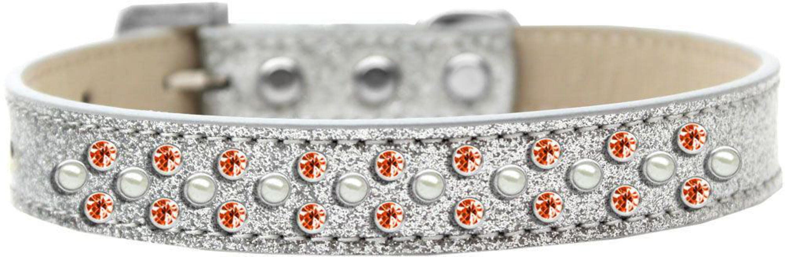 Mirage Pet Products Sprinkles Ice Cream Dog Collar with Pearl and Orange Crystals, Size 16, Black