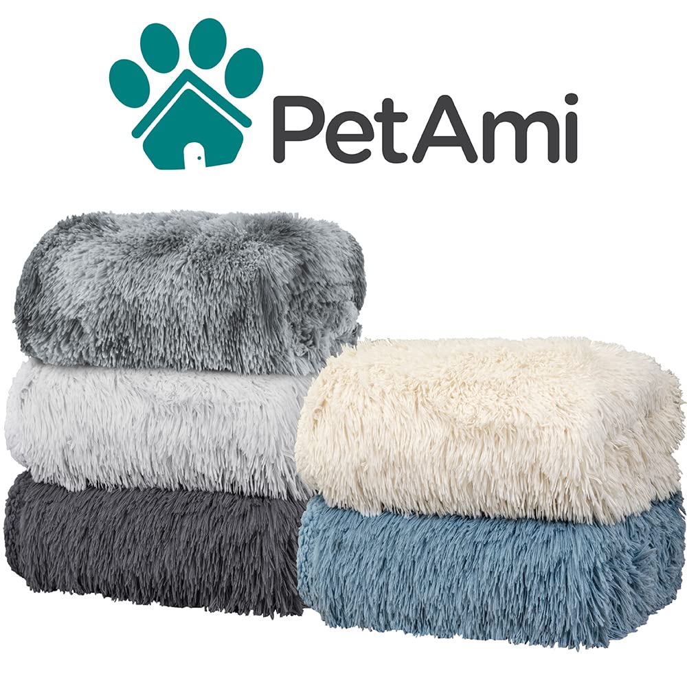 Petami Fluffy Waterproof Dog Blanket | Faux Fur Pet Fleece Shag Throw For Dogs And Cats | Fuzzy Furry Soft Plush Sherpa Throw Furniture Protector Sofa Couch Bed (Tie-Dye Gray, 29X40)