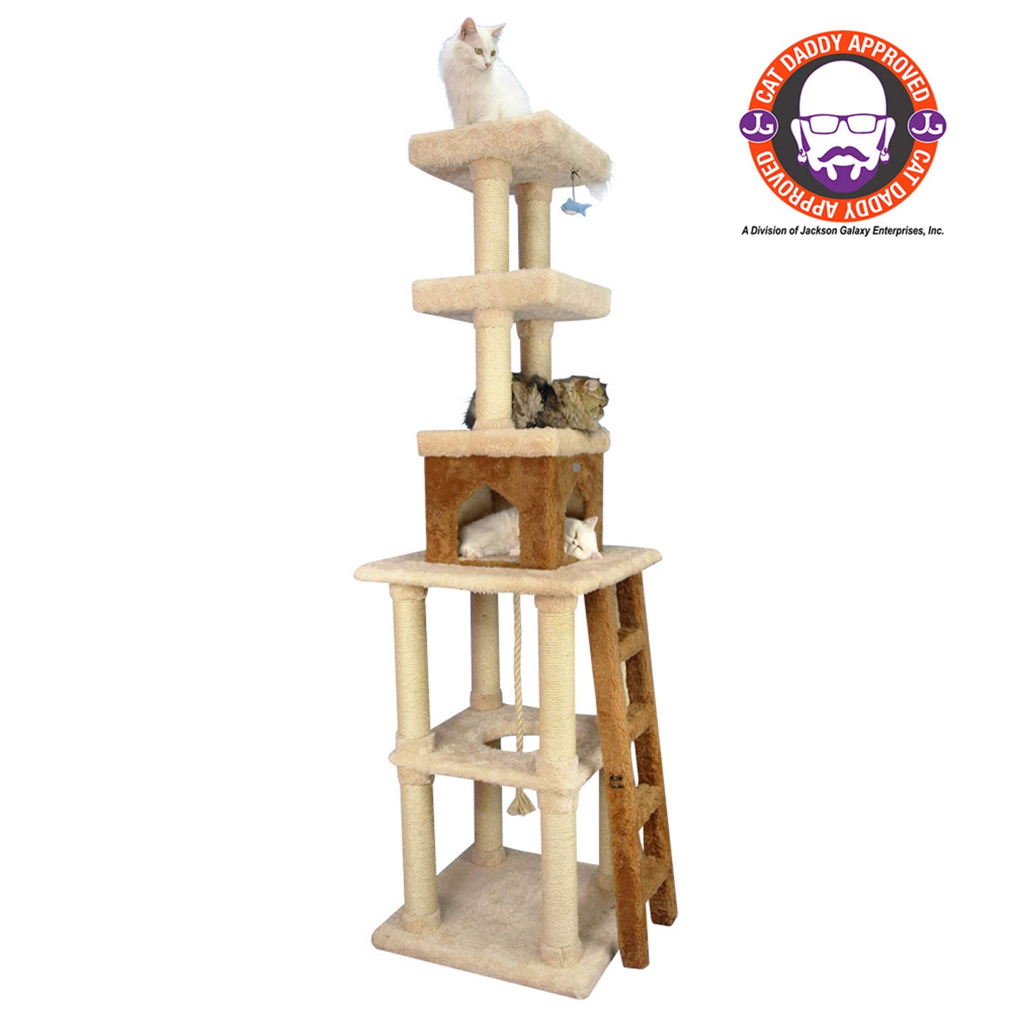 Armarkat Multi-Level Cat Tower X8303 Real Wood Cat Tree In Beige, 32'(L) X 24'(W) X 84'(H)